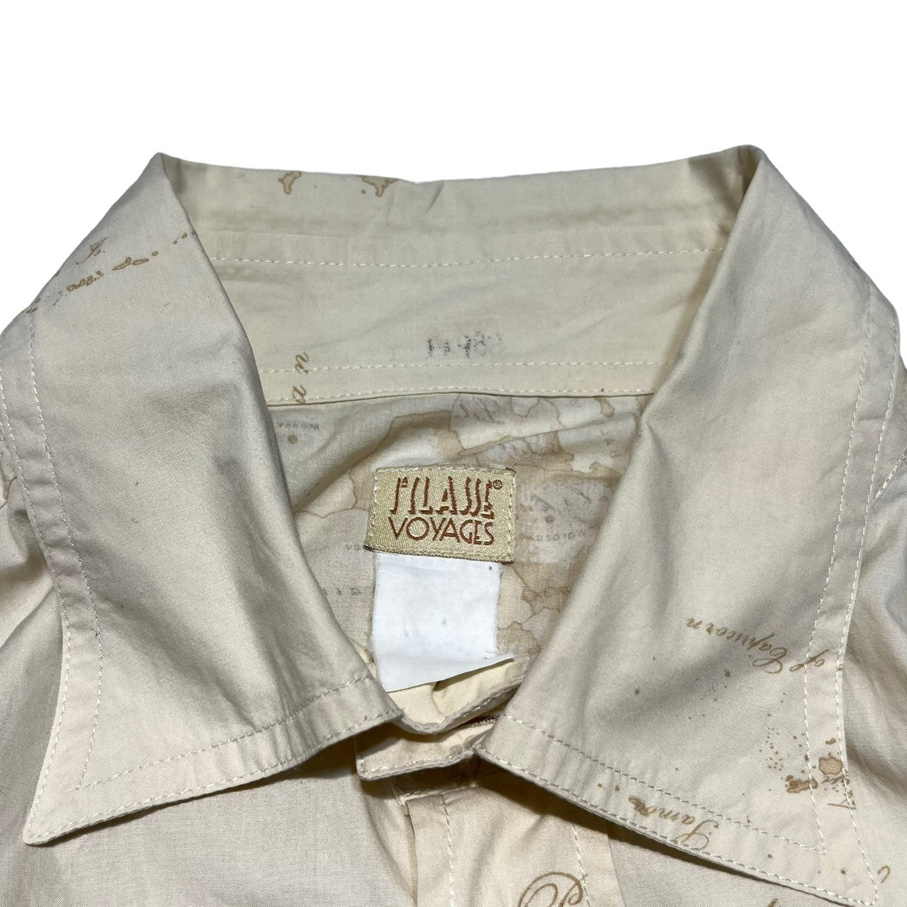 PRIMA CLASSE(プリマクラッセ) 90's Map pattern cotton long sleeve shirt 地図柄 コットン 長袖 シャツ L程度 アイボリー 90年代 珍品 ヴィンテージ
