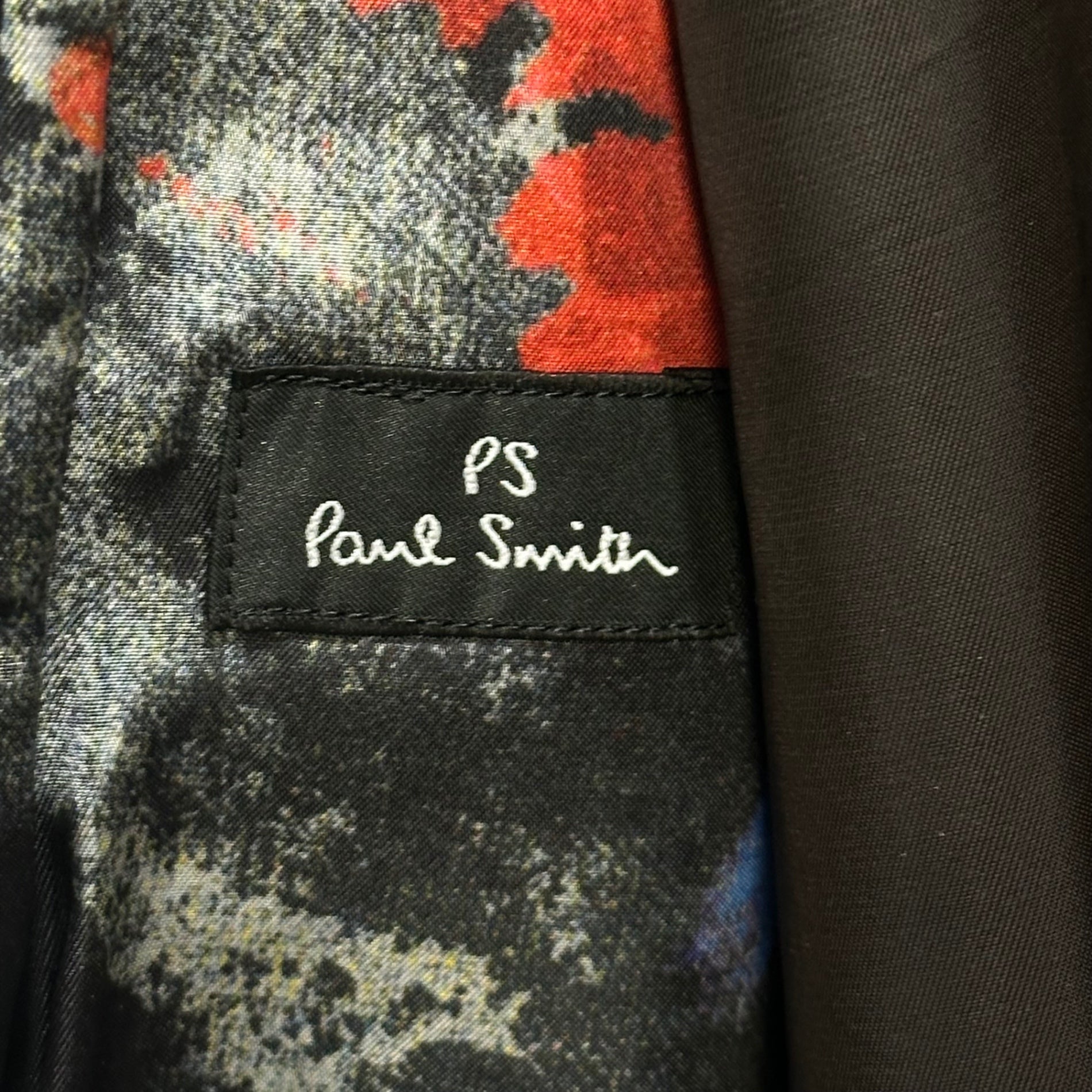 PS PAUL SMITH(ピーエスポールスミス) Graphic-Printed Zip-Up Blouson グラフィック ライニング ジップアップ ブルゾン PP-KS-41518 M ブラック