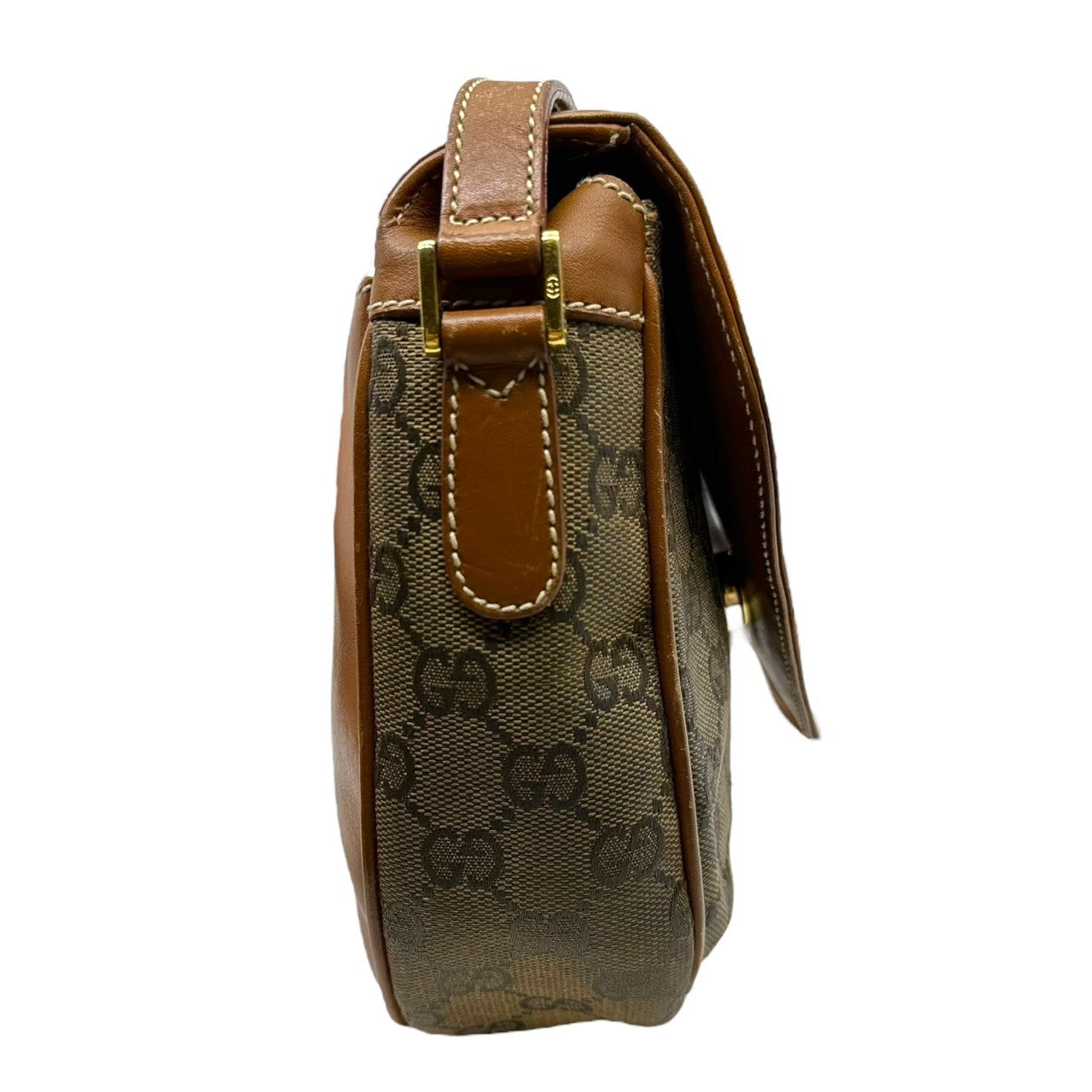 GUCCI(グッチ) Vintage GG logo flap shoulder bag ヴィンテージ GGロゴ フラップ ショルダー バッグ 007・261・0081 ブラウン×ベージュ