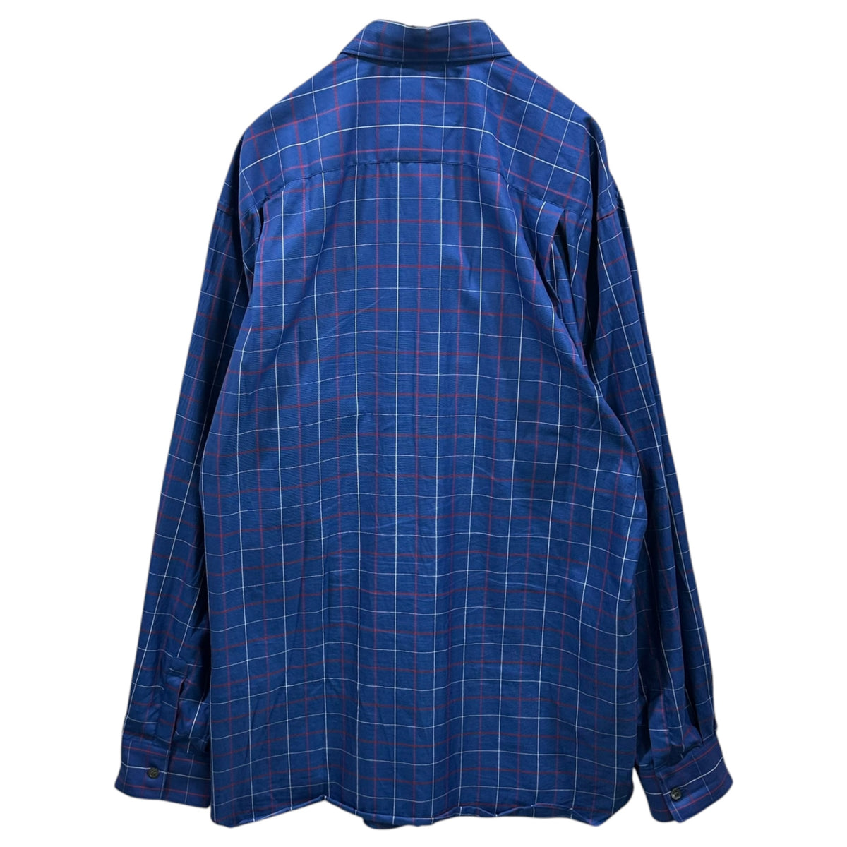 COMME des GARCONS SHIRT(コムデギャルソンシャツ) 1990's Center-Front Knit Checked L/S Shirt センター ニット チェック 長袖 シャツ S18036 M ブルー×マルチカラー 90年代 フランス製 アーカイブ