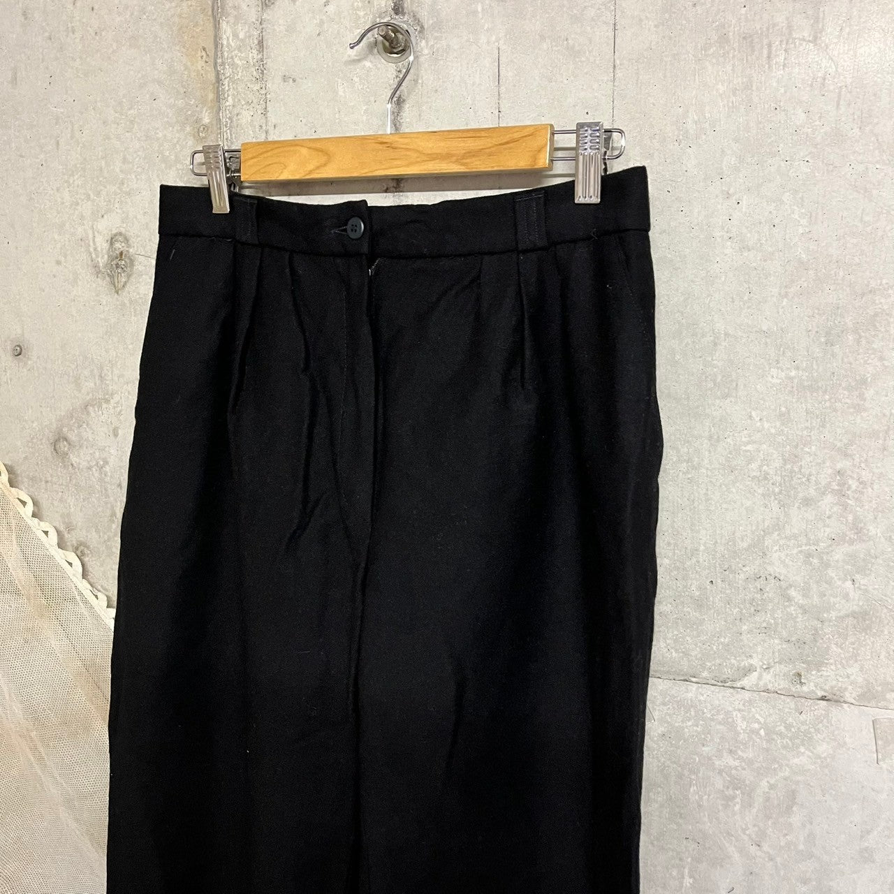 Euro Vintage(ヨーロッパヴィンテージ) the moon_70's wool tapered pants/ウールテーパードパンツ 44(Lサイズ程度) ブラック