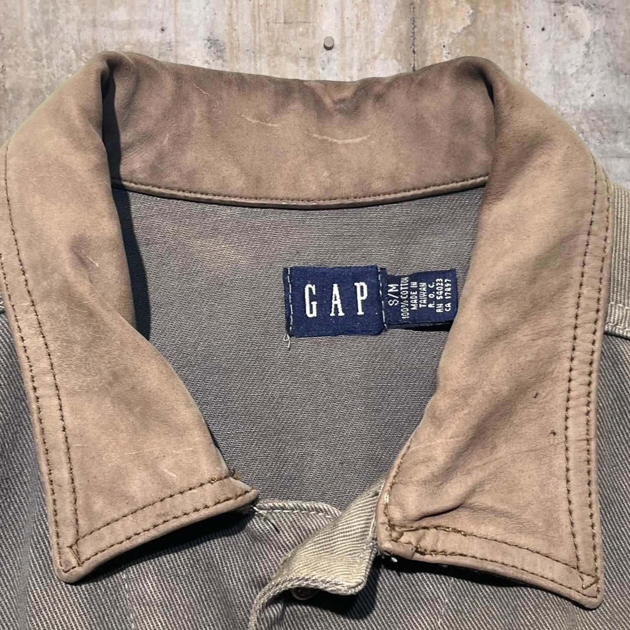 OLD GAP(オールドギャップ) 90's 襟レザートラッカージャケット S/M グレー