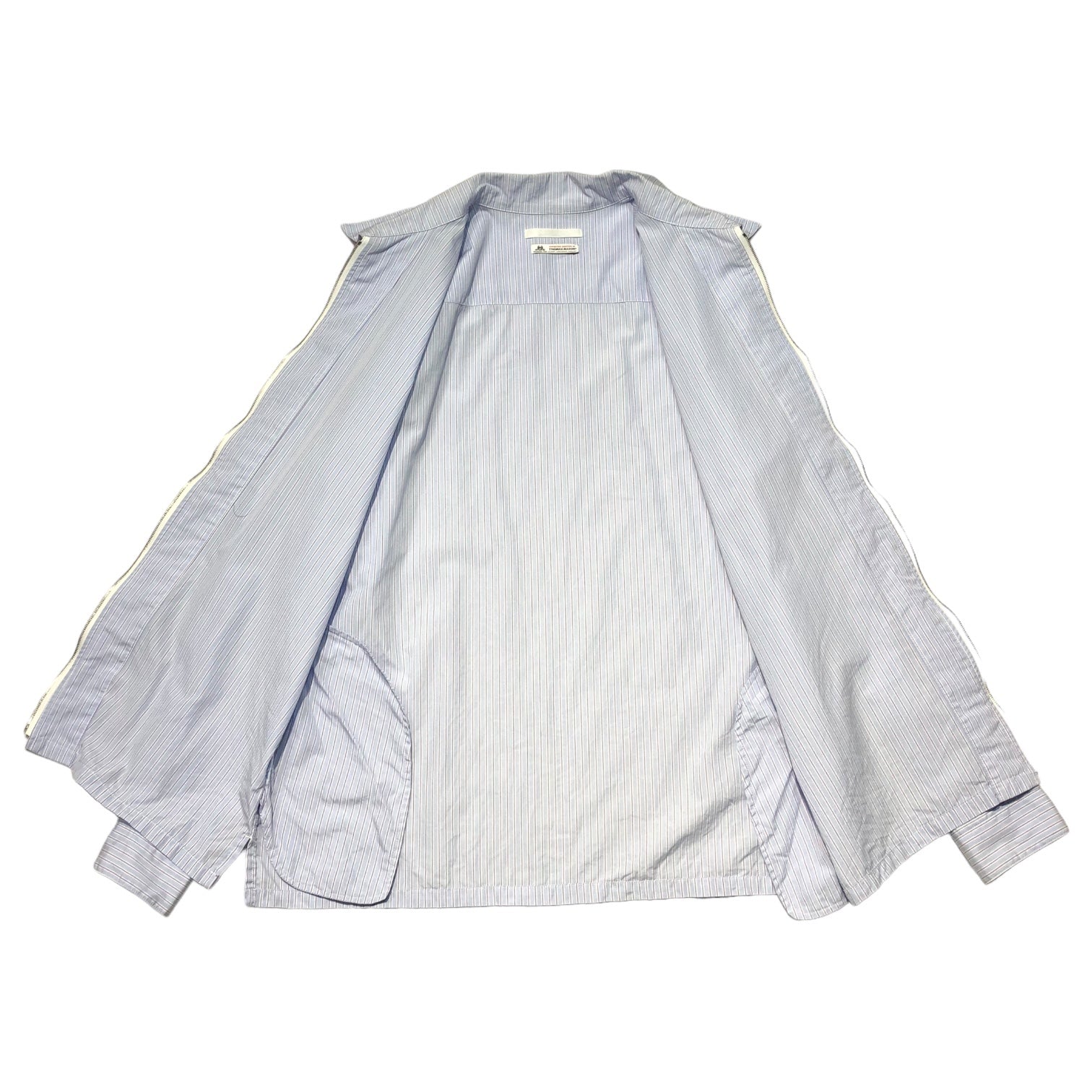 DISCOVERED(ディスカバード) 18SS Thomas Mason zip striped shirt ジップ ストライプ シャツ DC-SS18-SSH-01 1(S程度) スカイブルー シャツ ジャケット コラボ