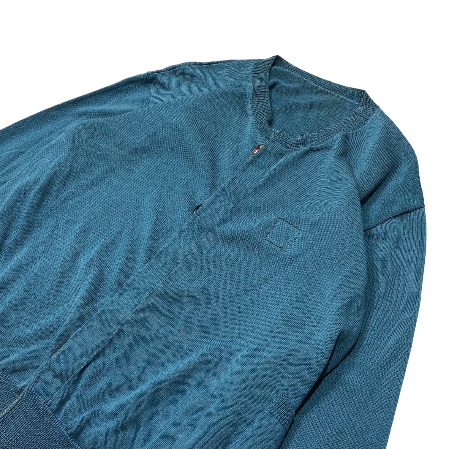 SUNSEA(サンシー) 22SS Can badge KURT's Cardigan カンバッヂ カート ニット カーディガン 22S56 SIZE 3(L) ブルー エルヴィス缶バッヂ