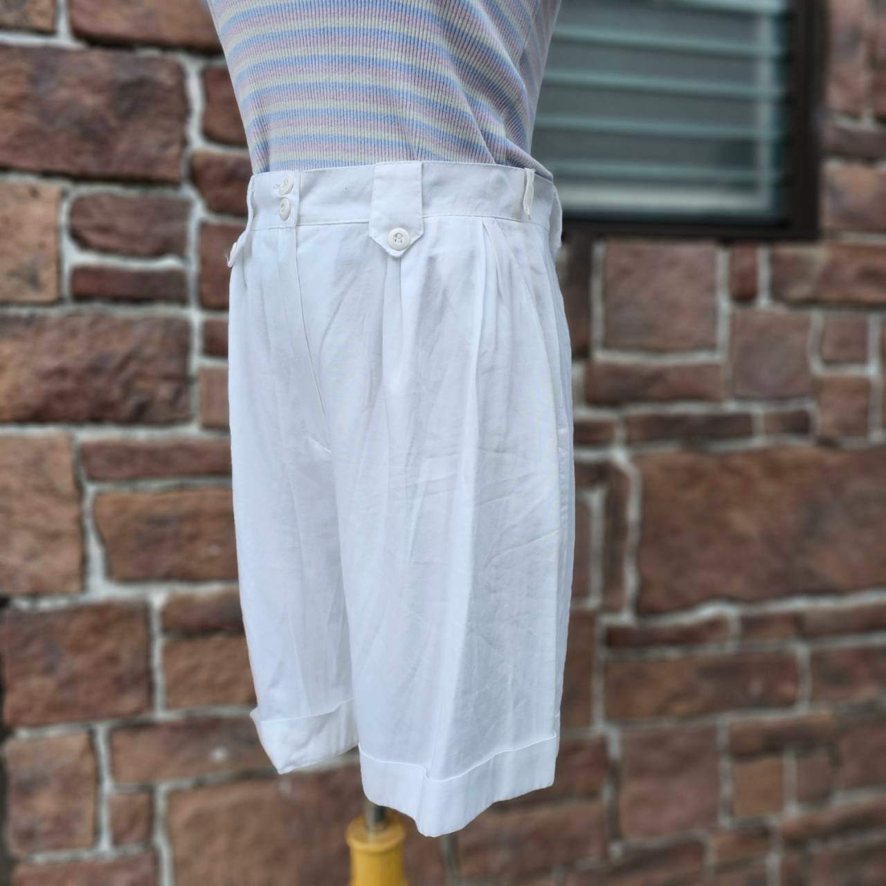 Euro vintage(ヨーロッパヴィンテージ) 70's~ Boy_cotton half tacked pants コットンハーフタックパンツ 表記無し(S~M程度) ホワイト