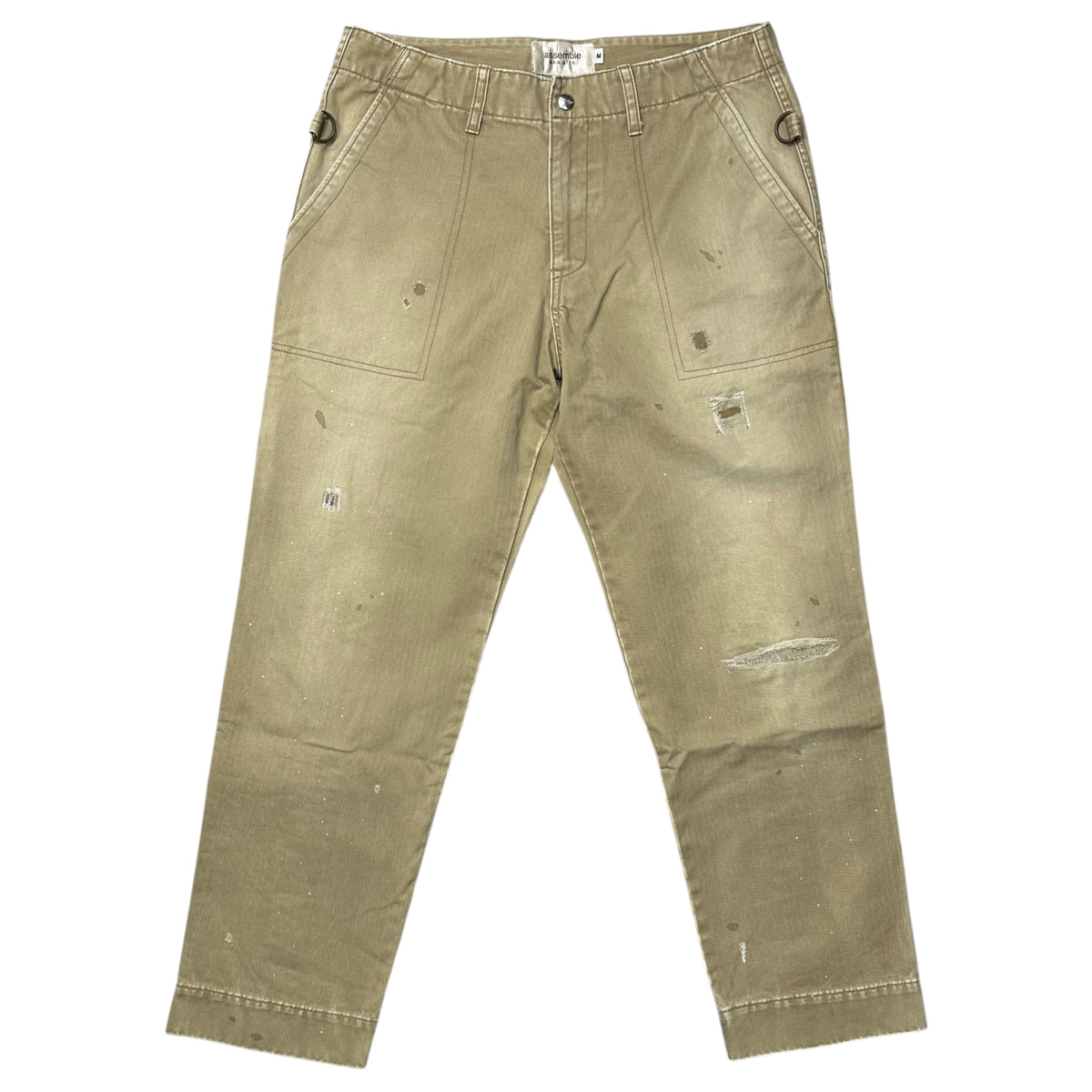 assemble a.k.a AFFA(アッセンブルエーケーエーエーエフエフエー) Distressed Bondage Pants ダメージ加工 ボンテージ パンツ AFN4501 M ベージュ