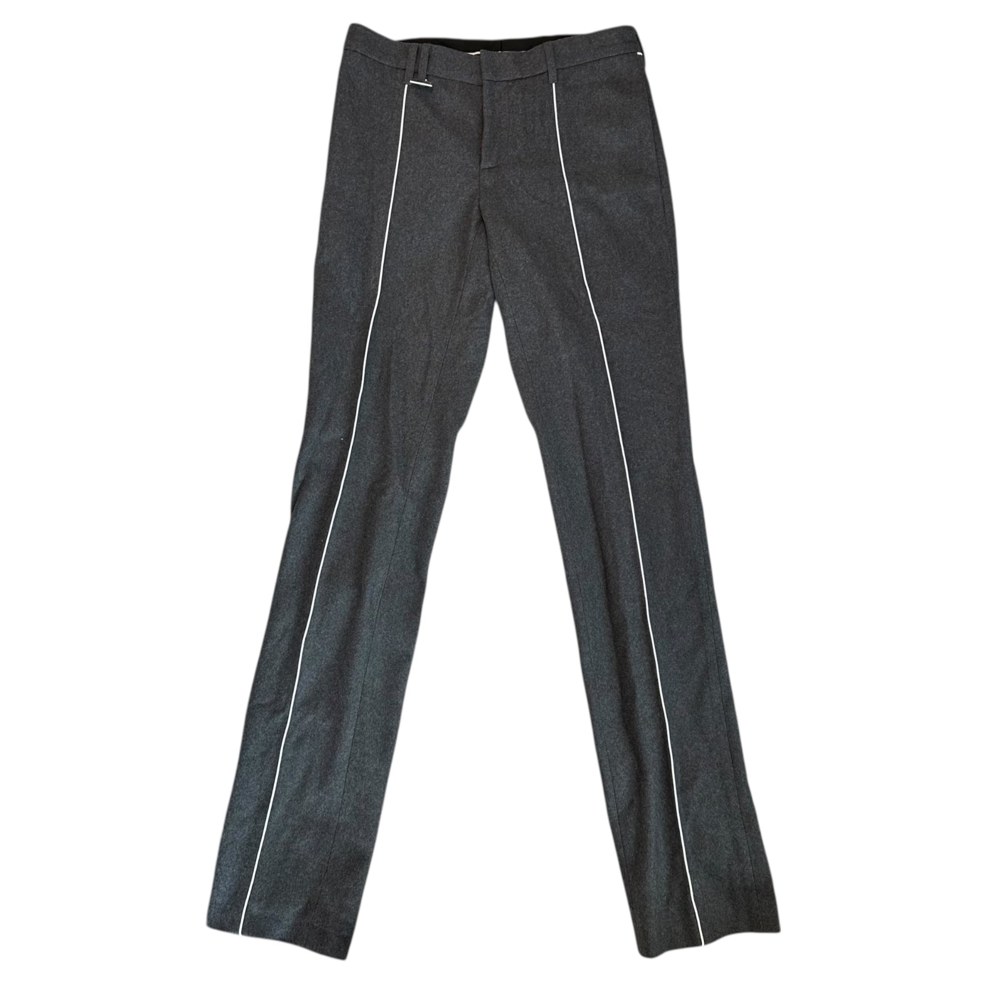 KRIS VAN ASSCHE(クリスヴァンアッシュ) Center-Seam Piping Wool Slacks センターライン パイピング ウール スラックス 46 グレー