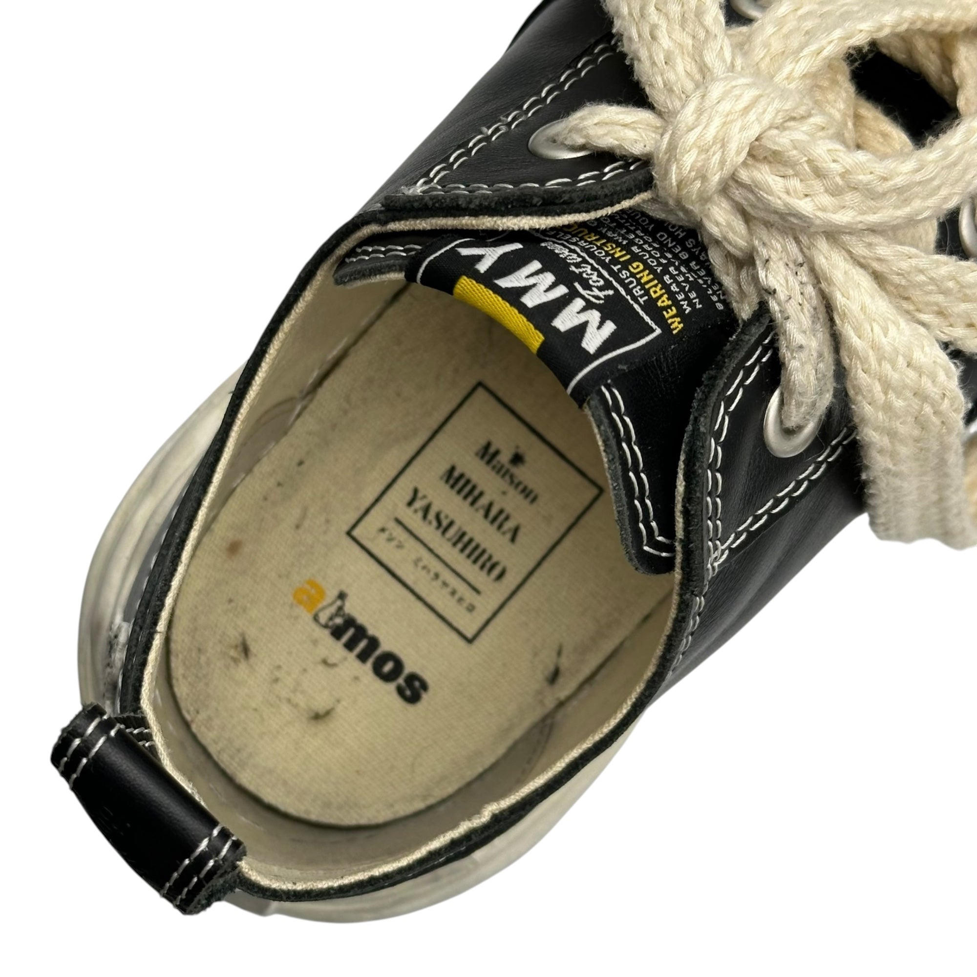 FR2 × atmos × Maison MIHARA YASUHIRO(エフアールツー × アトモス × メゾンミハラヤスヒロ) HANK “Black” Leather Low-Top Sneakers ハンク レザー ローカット スニーカー C07FW704 43(27.5cm程度) ブラック×ホワイト コラボレーションモデル