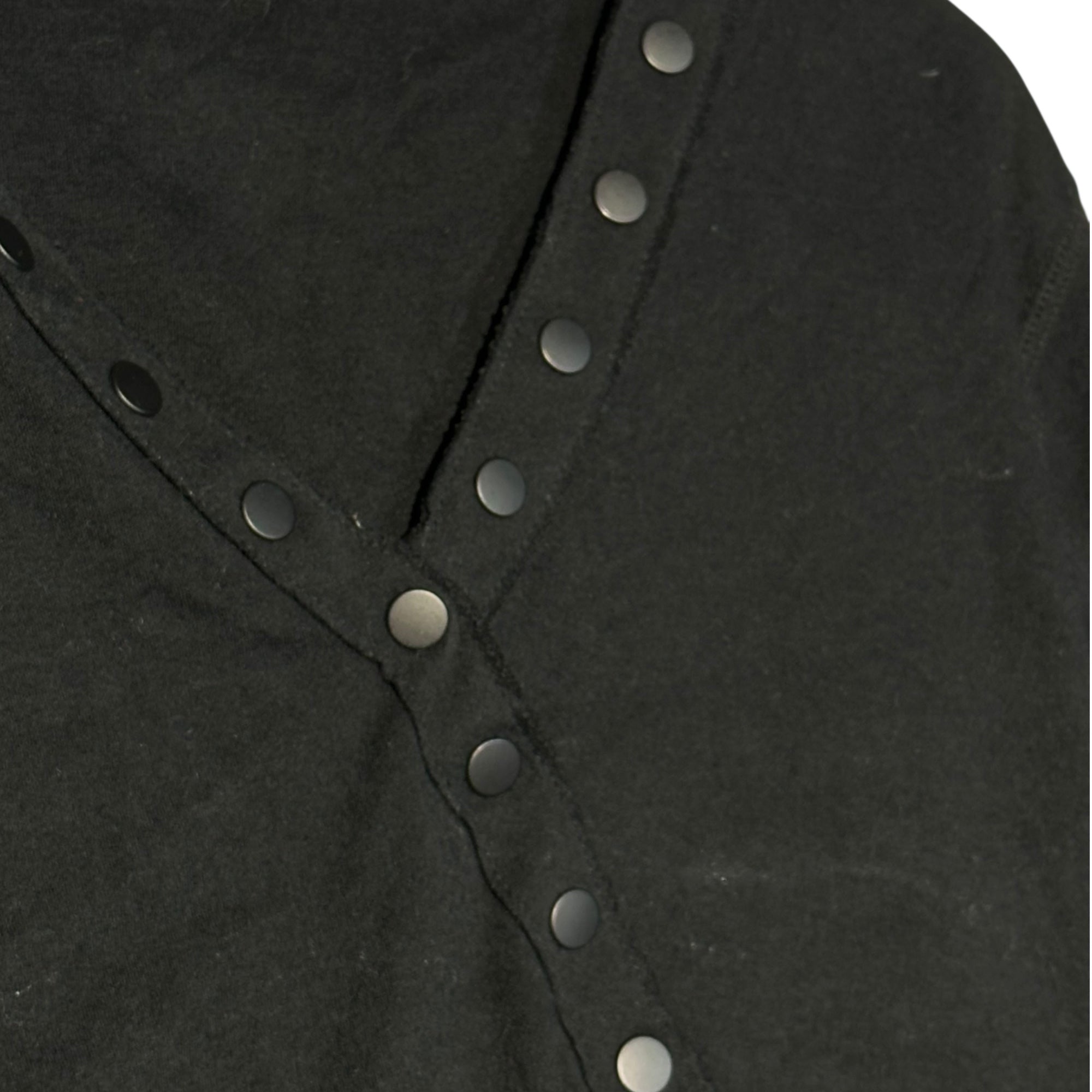 agnes b.(アニエスベー) 00's Asymmetrical Snap Button V-Neck Cut and Sewn アシンメトリー スナップ ボタン Vネック カットソー 表記無(M程度) ブラック Y2K ピチT