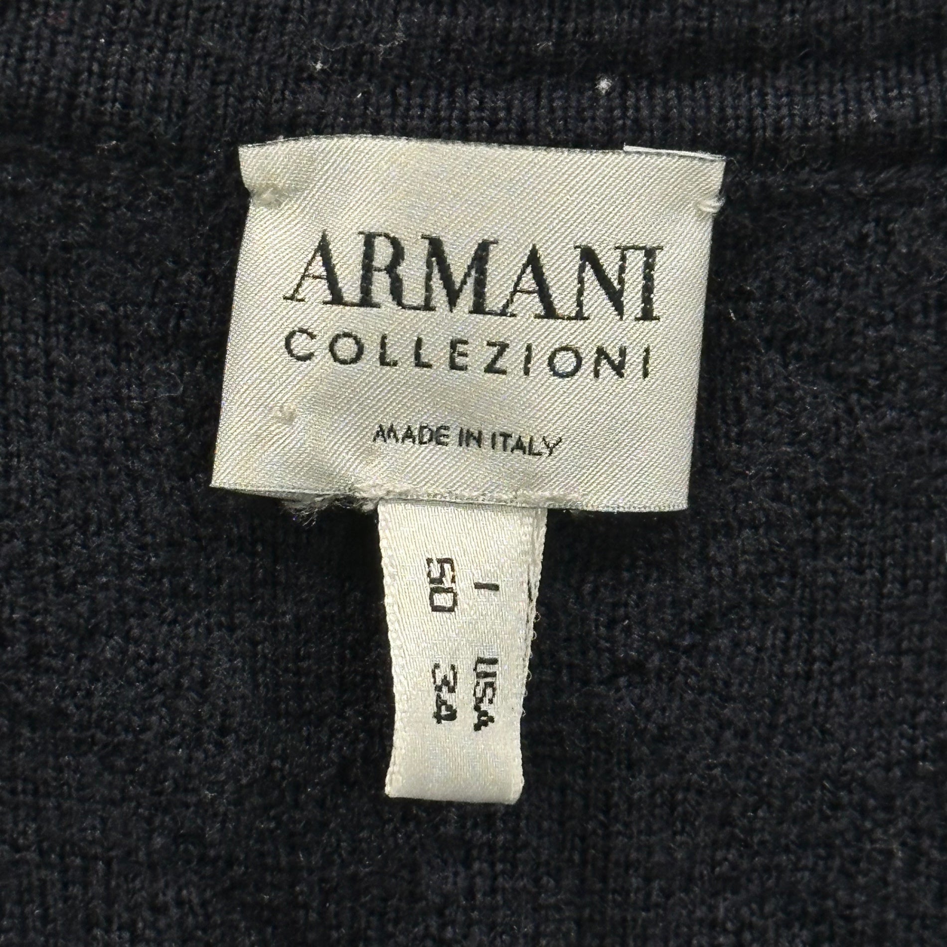 ARMANI COLLEZIONI(アルマーニコレツィオーニ) 90's 100% Merino Wool L/S Knit Polo Shirt メリノウール 100% 長袖 ニット ポロシャツ 5005B TG 50 ネイビー