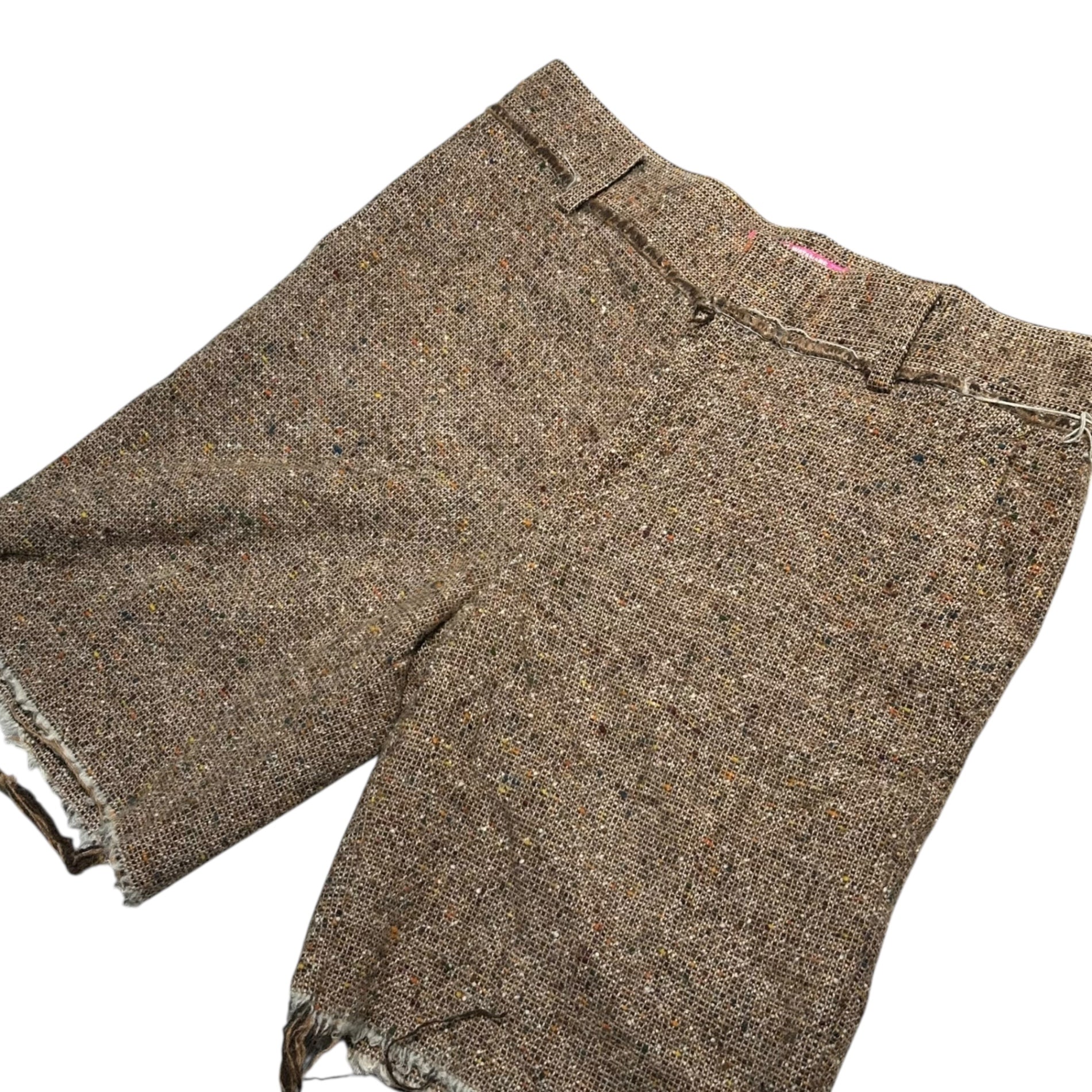 JUNYA WATANABE MAN PINK(ジュンヤワタナベマンピンク) 04AW Unfinished Hem Tweed Half Pants 縮絨加工 切りっぱなし ツイード ハーフ パンツ UN-P001 S ベージュ ショーツ