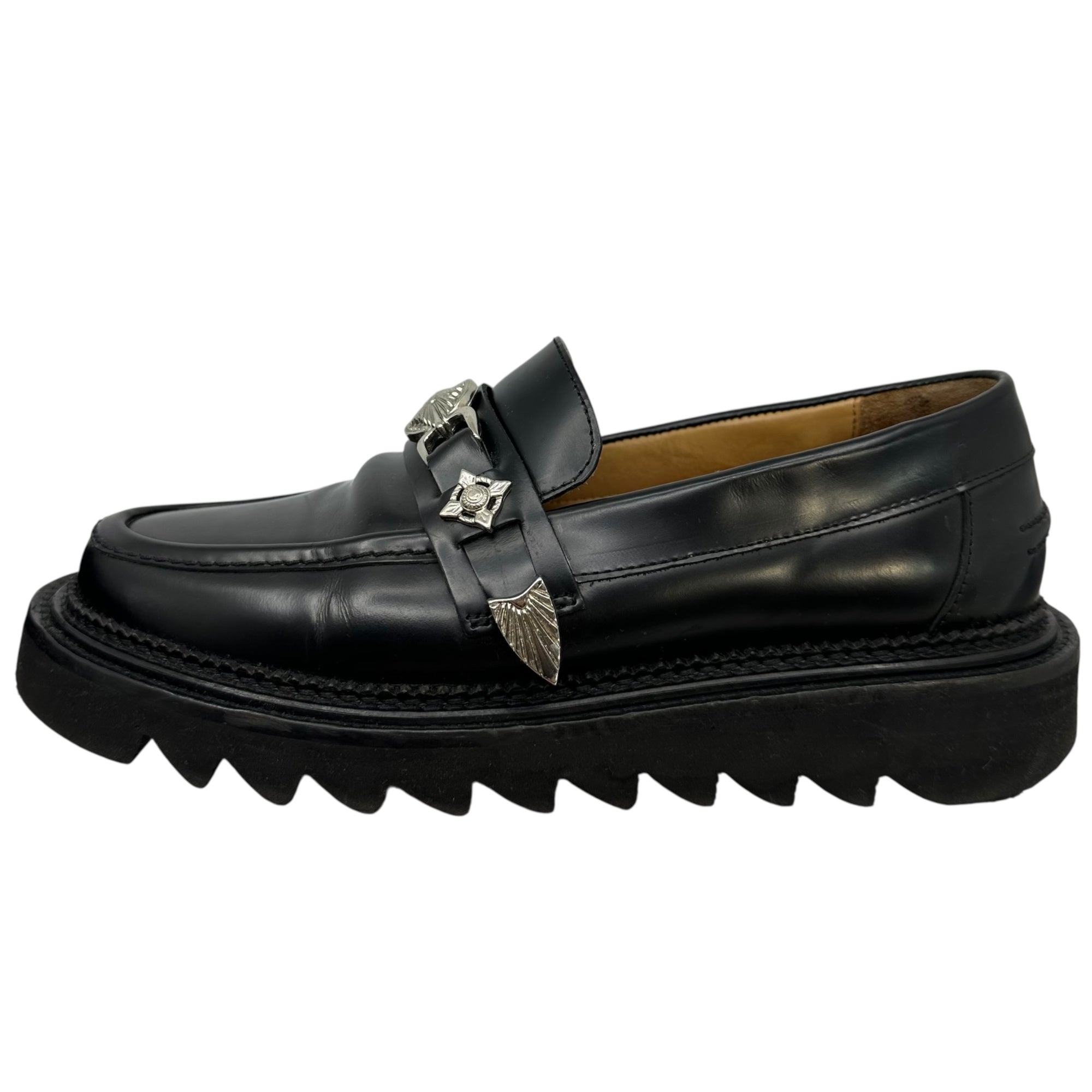 TOGA PULLA(トーガプルラ) Shark Sole Metal Bit Leather Loafer シャークソール メタルビット レザー ローファー AJ1243 40(25.0cm程度) ブラック×シルバー レディースモデル メンズ着用可能サイズ