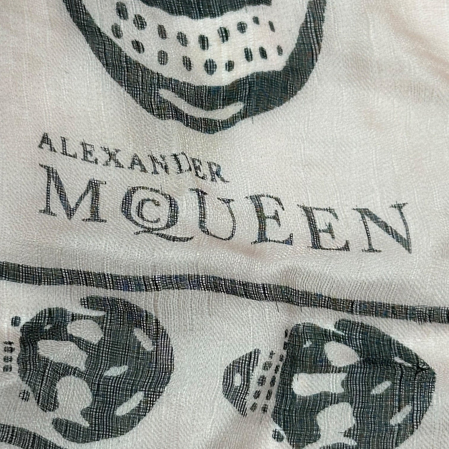 ALEXANDER MCQUEEN(アレキサンダーマックイーン) Stole with skull design スカル 総柄 ストール ピンク×ブラック
