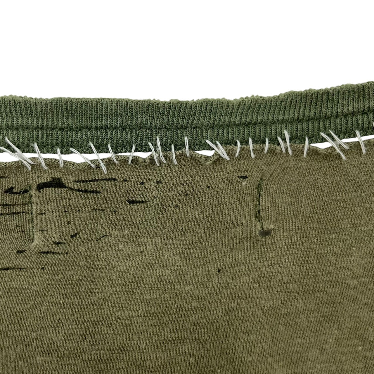 UNDERCOVERISM(アンダーカバイズム) 03SS SCAB期 Hand stitched long sleeve henley neck cut and sew ハンドステッチ 長袖 ヘンリーネック カットソー スキャブ 稀少 M カーキ×ブラック