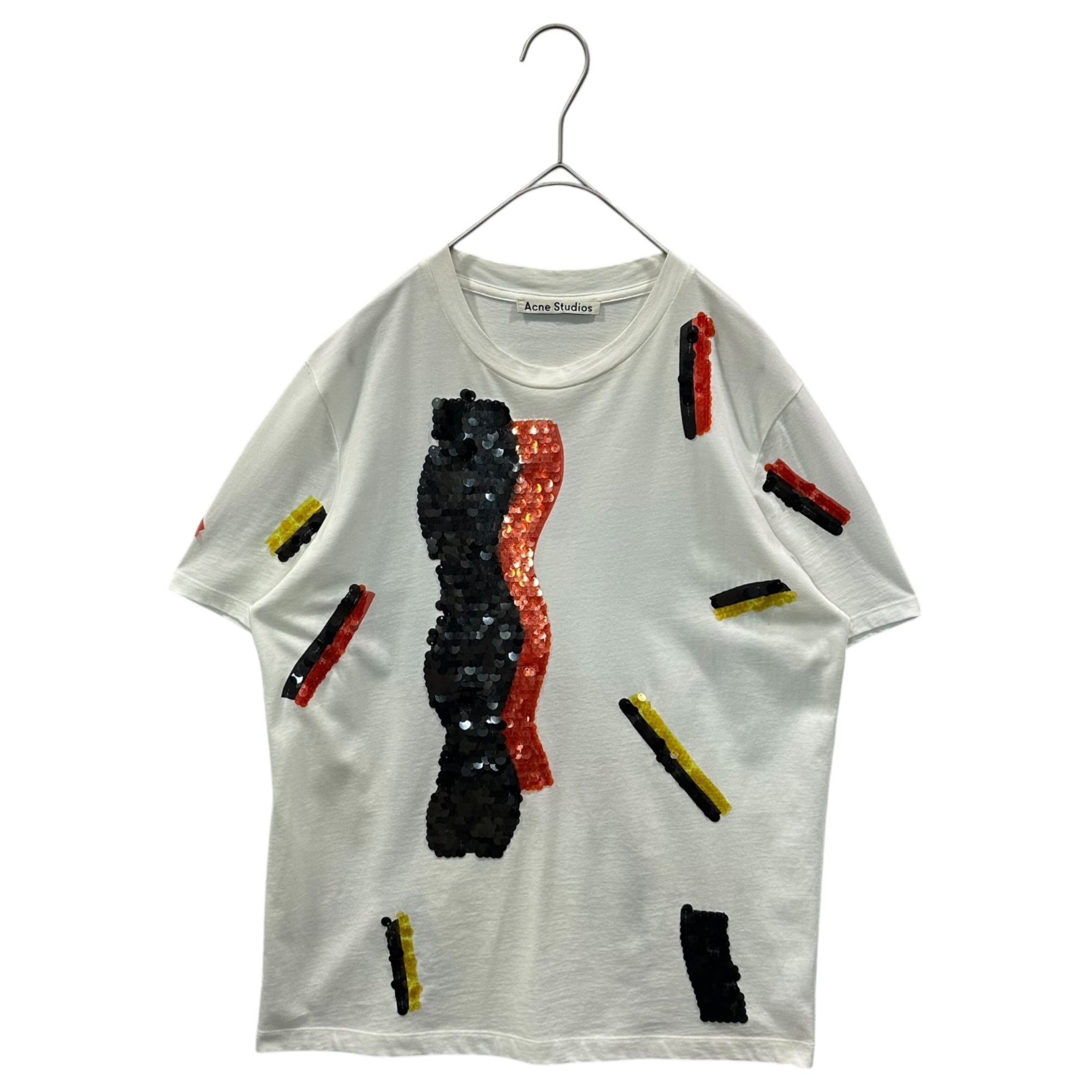 Acne Studios(アクネストゥディオズ) Sequined Decorative T-Shirt スパンコール 装飾 Tシャツ S ホワイト×オレンジ×ブラック