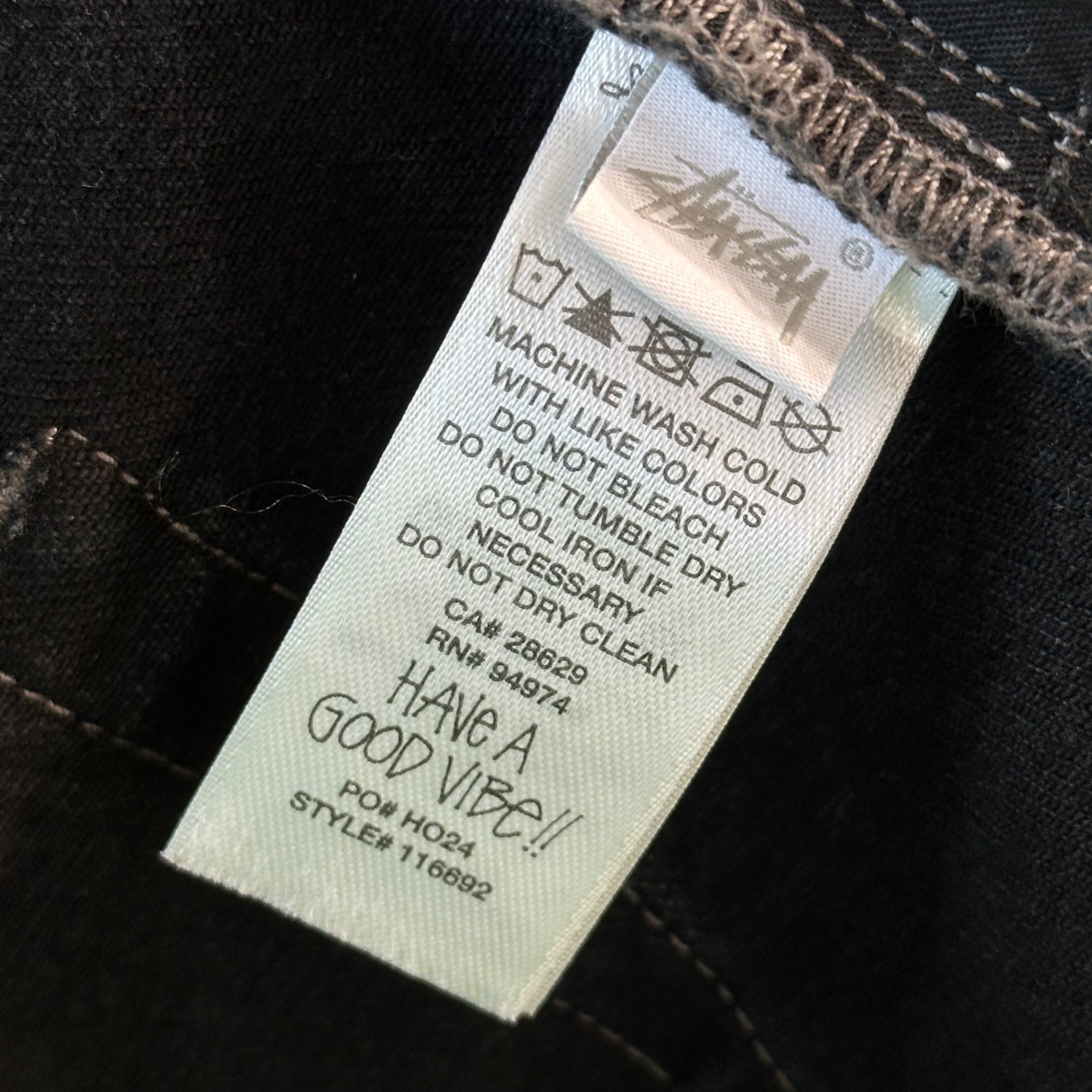 STUSSY(ステューシー) Big Ol' Denim Vintage Jean ヴィンテージ加工 ブラック デニム ストレート ワイド パンツ 30 ブラック