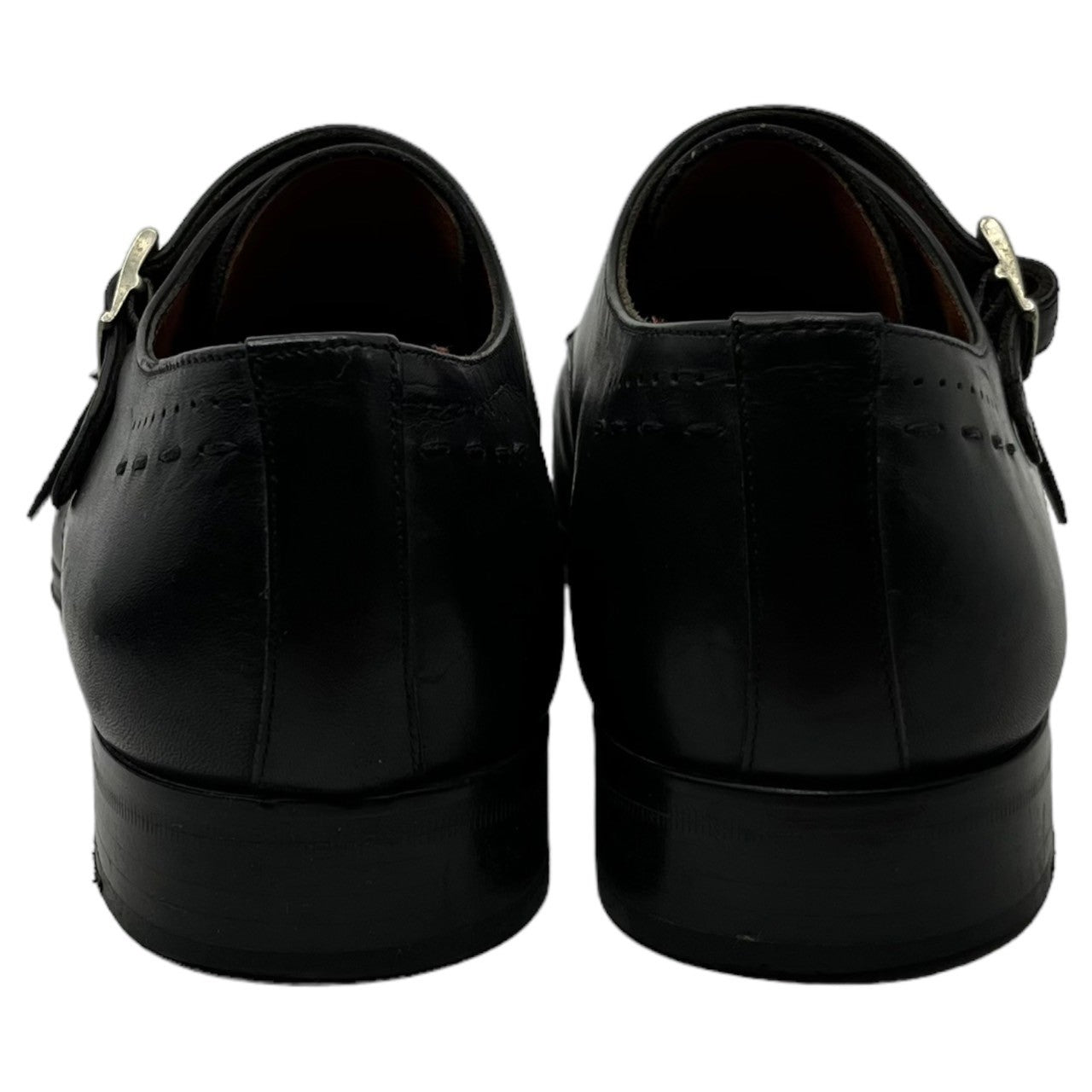 Pertini(ペルティ二) ダブル モンク ストラップ レザー シューズ 23500 6 1/2(26cm程度) ブラック ドレス 革靴