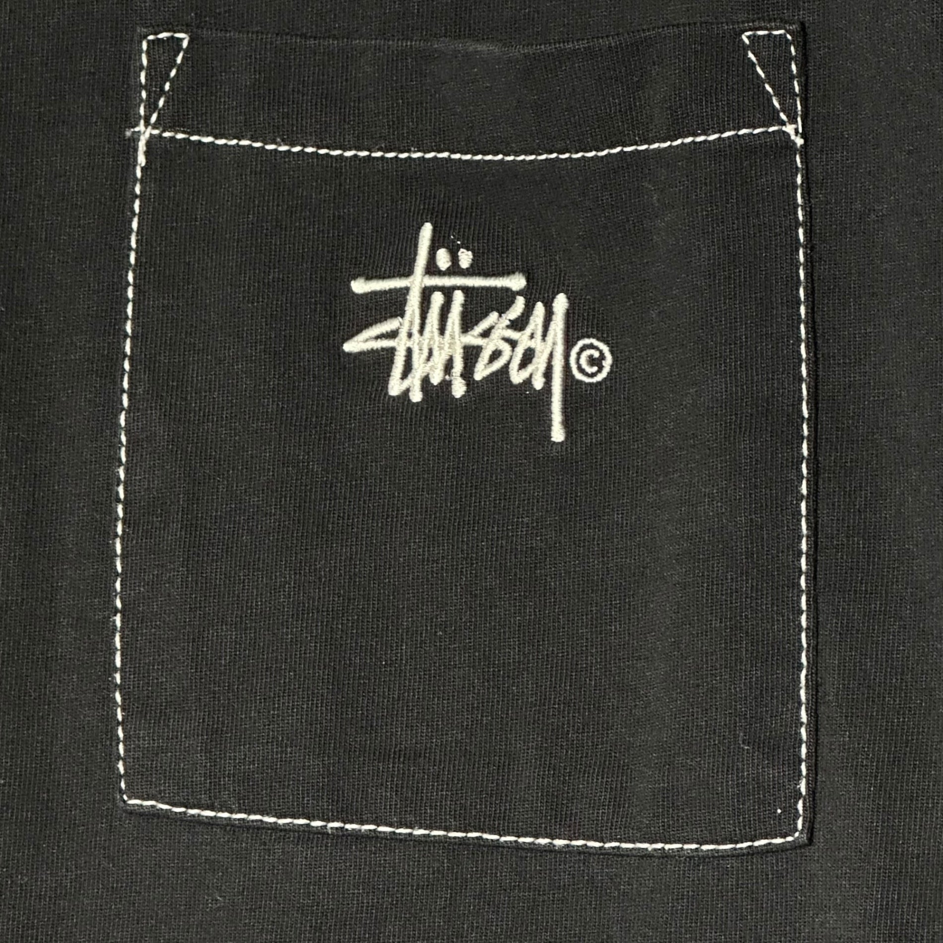 STUSSY(ステューシー) Stock Pocket crew neck Tee ストック ポケット クルーネック Tシャツ 1140146 S ブラック×ホワイト
