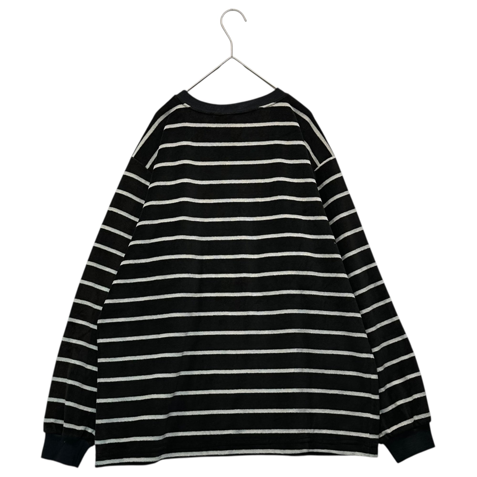 HANG TEN HANGTEN(ハンテン) 90's Vintage Velour Border L/S Tee ヴィンテージ ベロア ボーダー カットソー M ブラック×ホワイト 90年代 長袖 Tシャツ スウェット