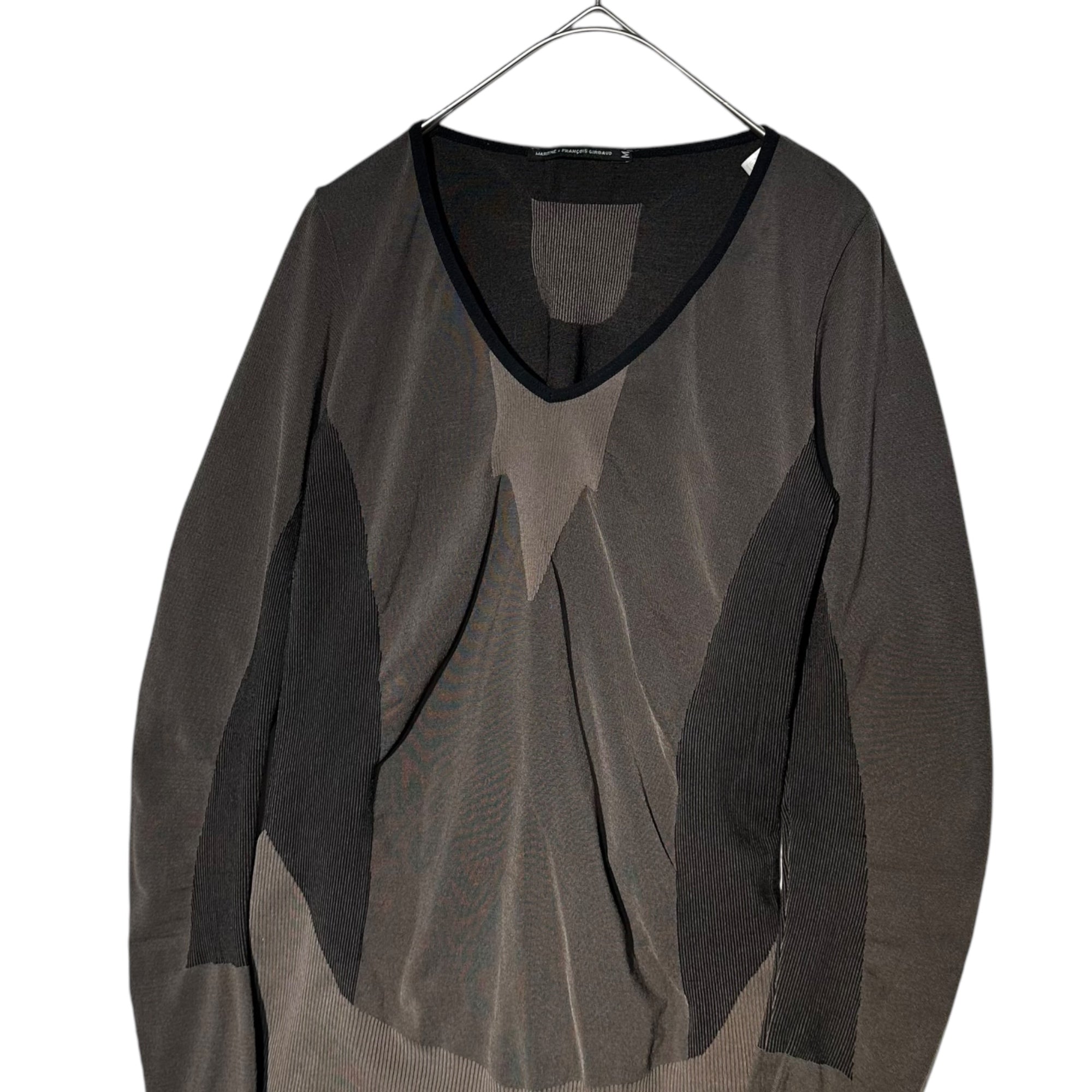 MARITHE FRANCOIS GIRBAUD(マリテフランソワジルボー) 00's Stretch long-sleeved cut and sewn ストレッチ 長袖 カットソー F7-6096 M ブラウン×ブラック