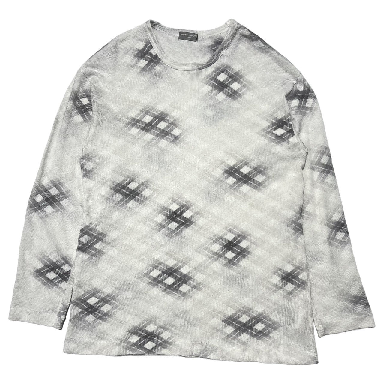 COMME des GARCONS HOMME(コムデギャルソンオム) 99ssFaint check cotton/polyknit sew かすれ チェック コットン ポリニットソー カットソー 長袖 HT-040220 表記なし(L程度) ホワイト AD1998 田中オム