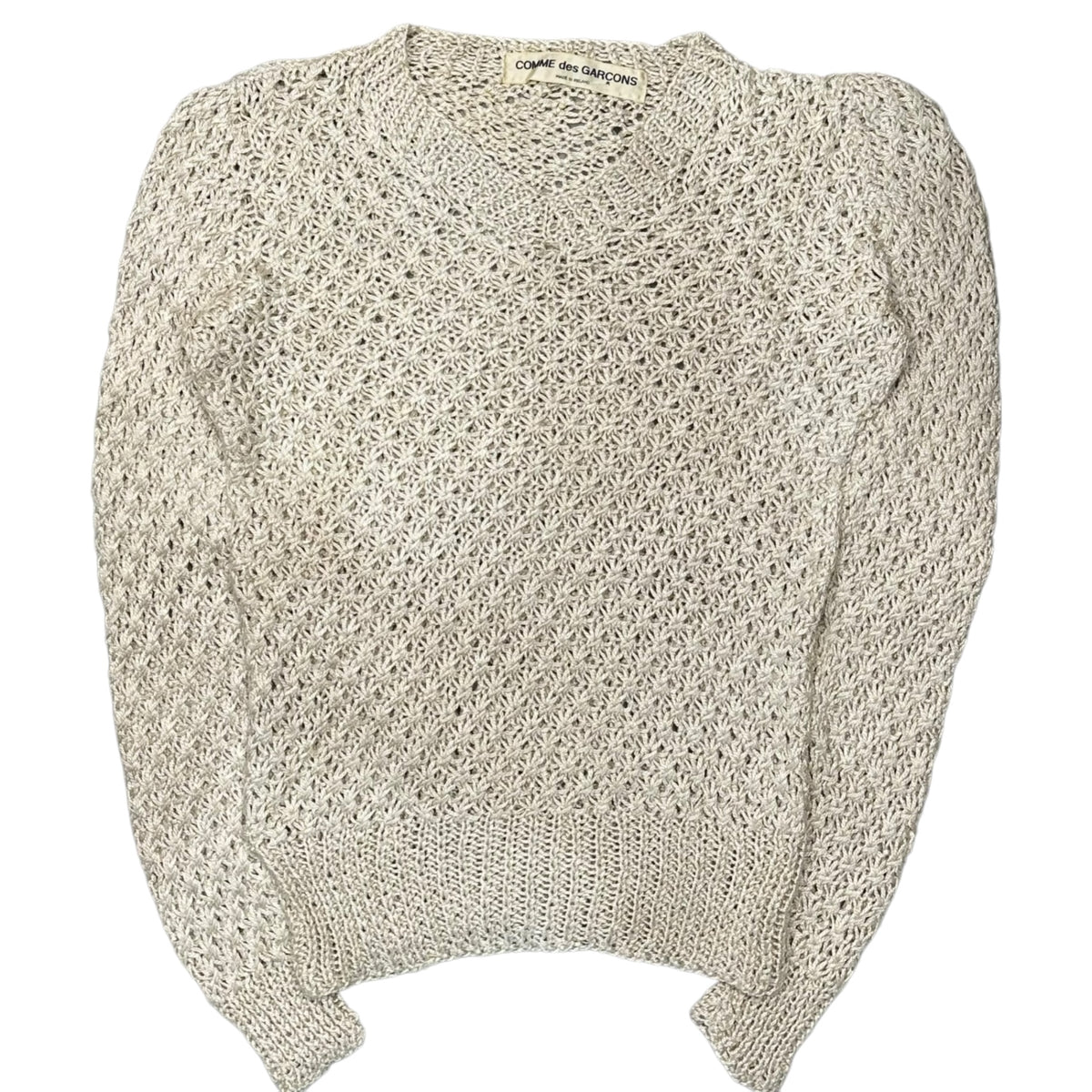 COMME des GARCONS(コムデギャルソン) 1970's Irish-Made All-Silk Low-Gauge Knit アイルランド メイド オール シルク ロー ゲージ ニット 20010 FREE アイボリー AD表記無 70s アーカイブ 初期生産 稀少