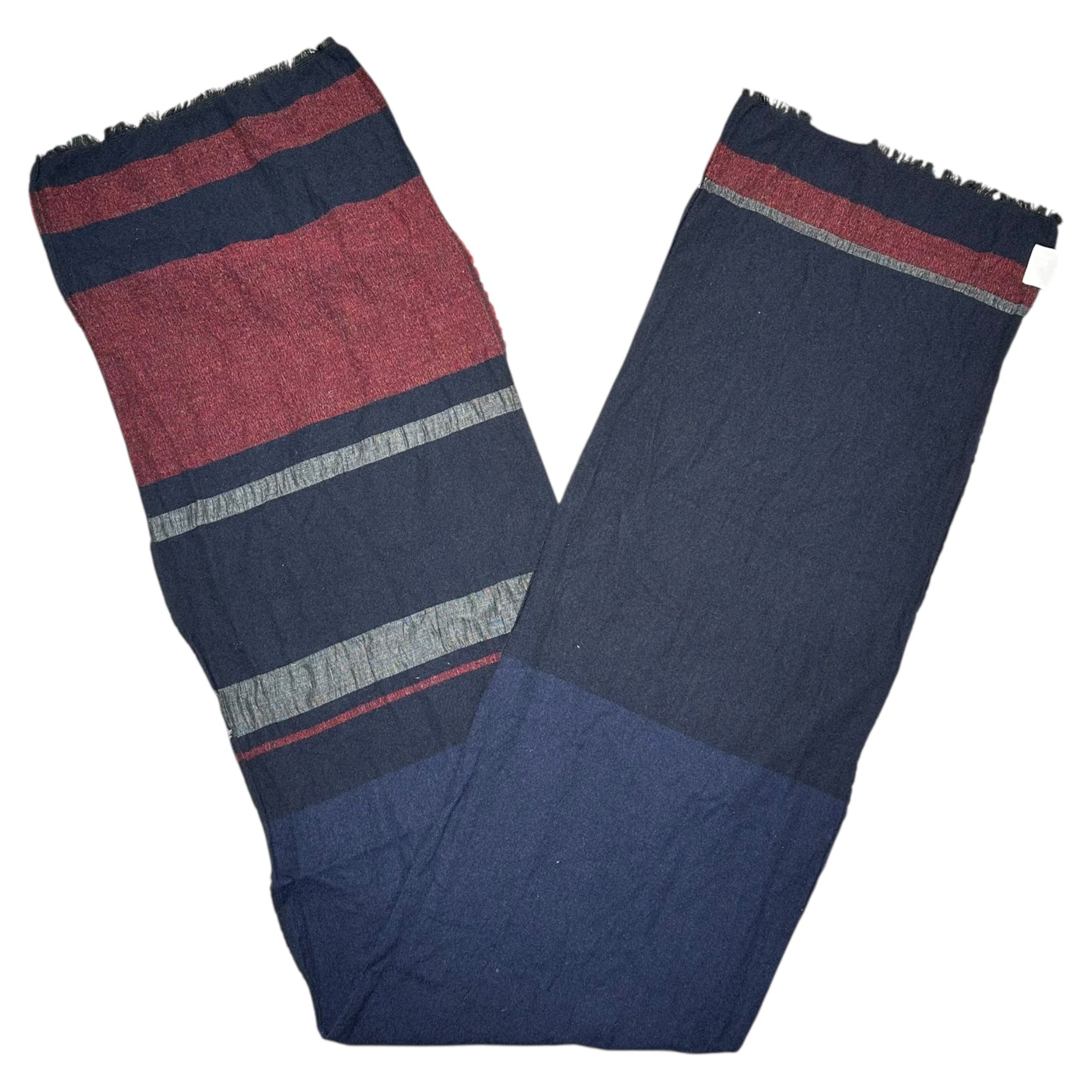 STILL BY HAND(スティルバイハンド) Switch Wool Scarf 切替 ウール マフラー ネイビー×ボルドー