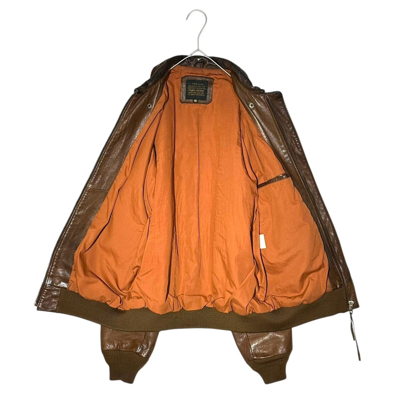 USED(ユーズド) 90's A-2 TYPE Goatskin Flight Jacket 90年代 山羊革 フライト ジャケット CONTRACT NO:1978-08 40(L程度) ブラウン