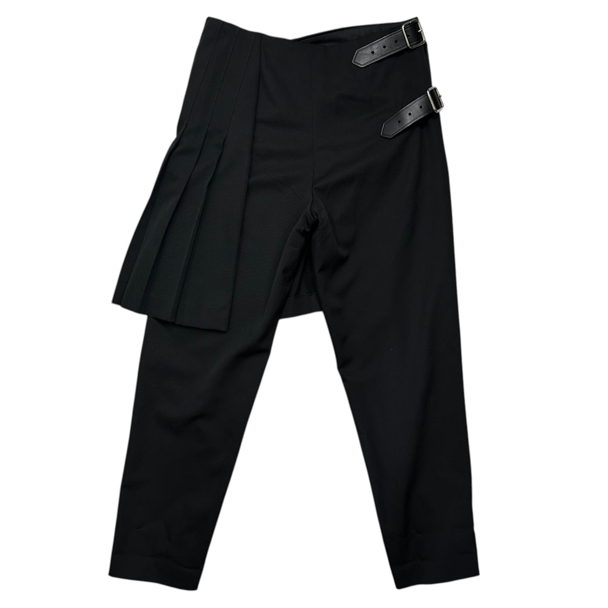 COMME des GARCONS(コムデギャルソン) 2001AW Wool Gabardine Skirt Docking Side Belt Slacks ウール ギャバジン スカート ドッキング サイド ベルト スラックス パンツ GZ-P002 S ブラック AD2001
