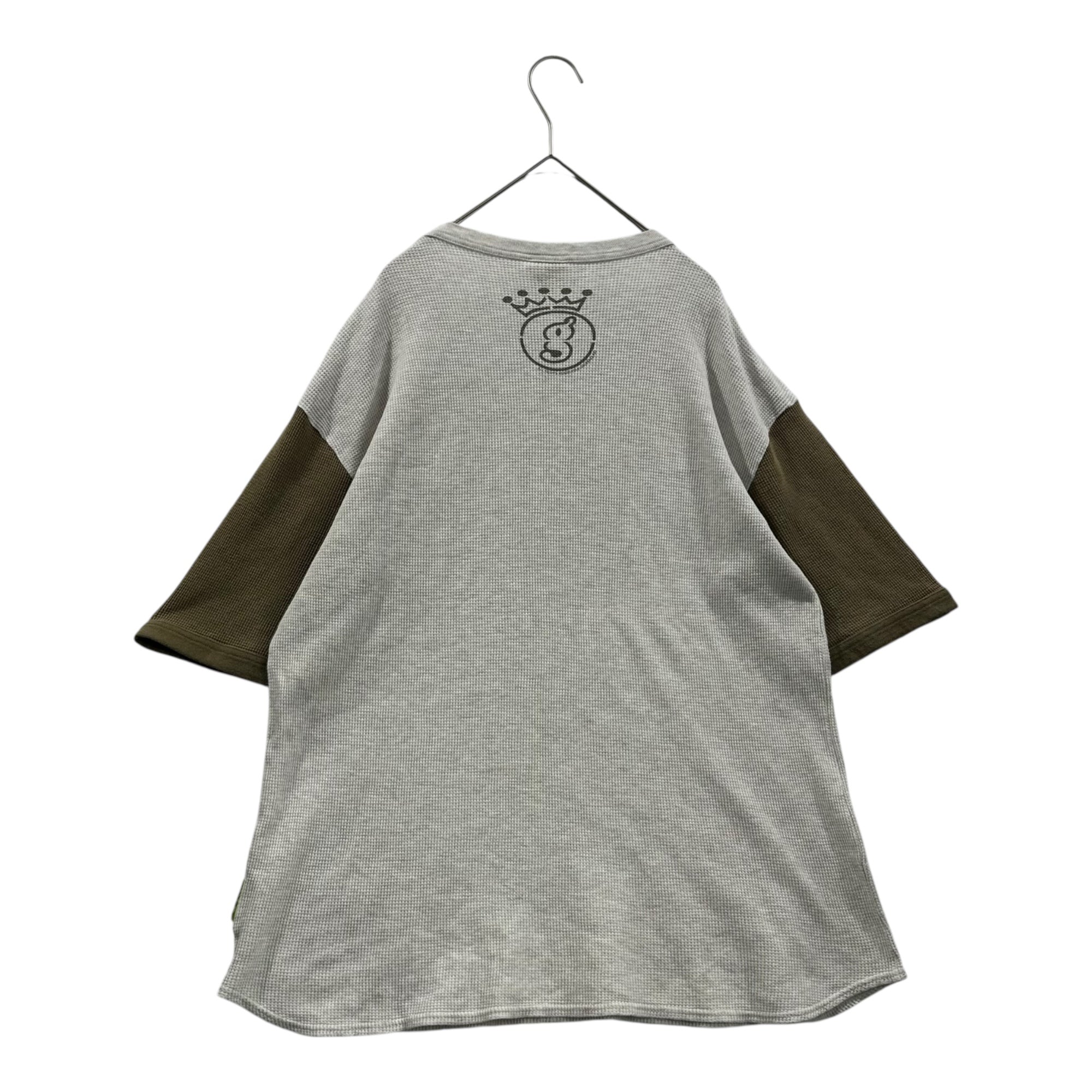 GOODENOUGH(グッドイナフ) 00's Front GDEH Back Crown G Logo Waffle T-Shirt フロント GDEH バック クラウンG ロゴ ワッフル Tシャツ L グレー×カーキ 2000年代中期 ワッフルアーミー 稀少品