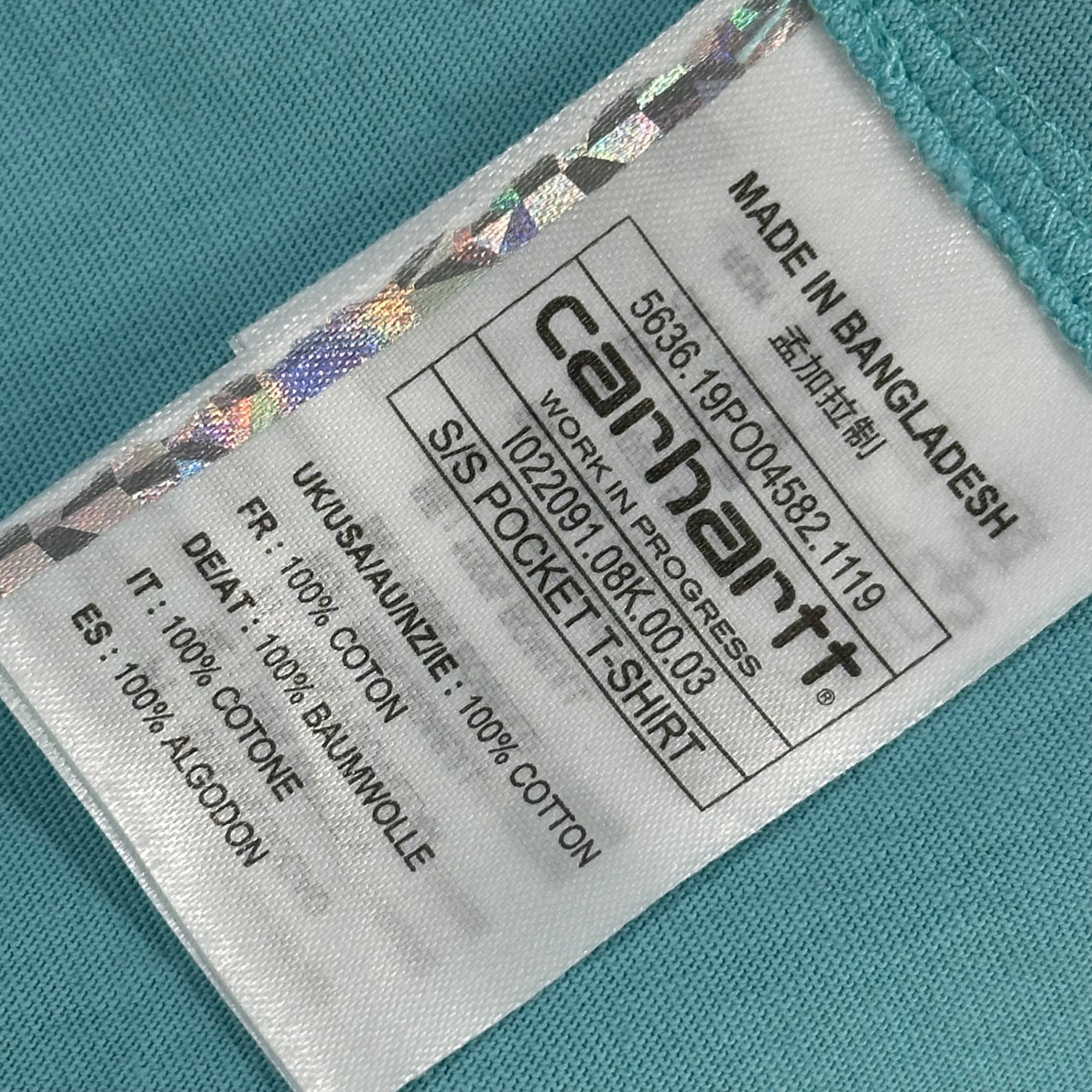 carhartt WIP ×2G (カーハートウィップ×2G) 2020SS S/S POCKET T-SHIRT 半袖 Tシャツ L ライトブルー 2G限定販売 空山基デザインロゴ