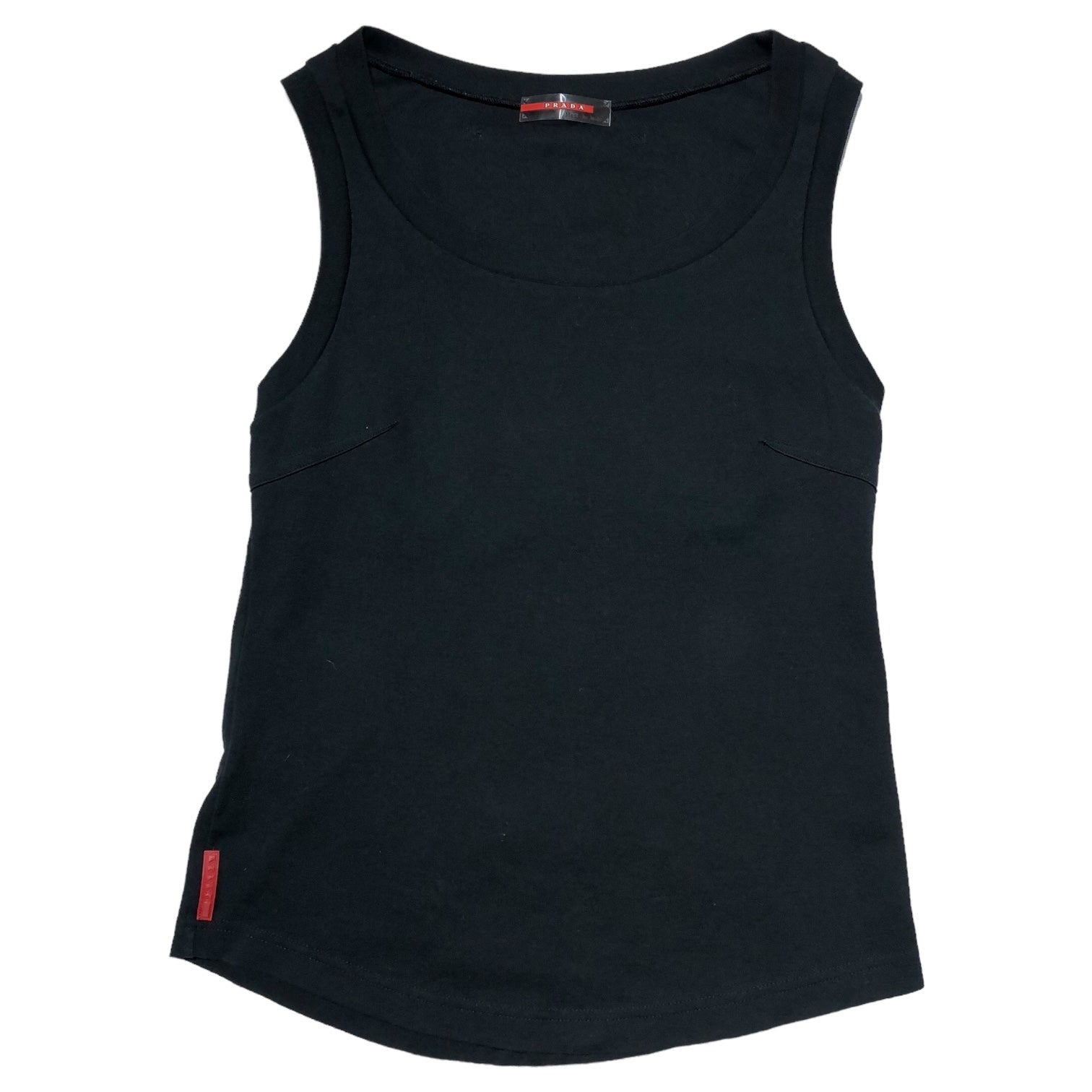 PRADA SPORT(プラダスポーツ) 00's back design line logo tank top バック デザイン ライン ロゴ タンクトップ M ブラック ノースリーブ カットソー Tシャツ