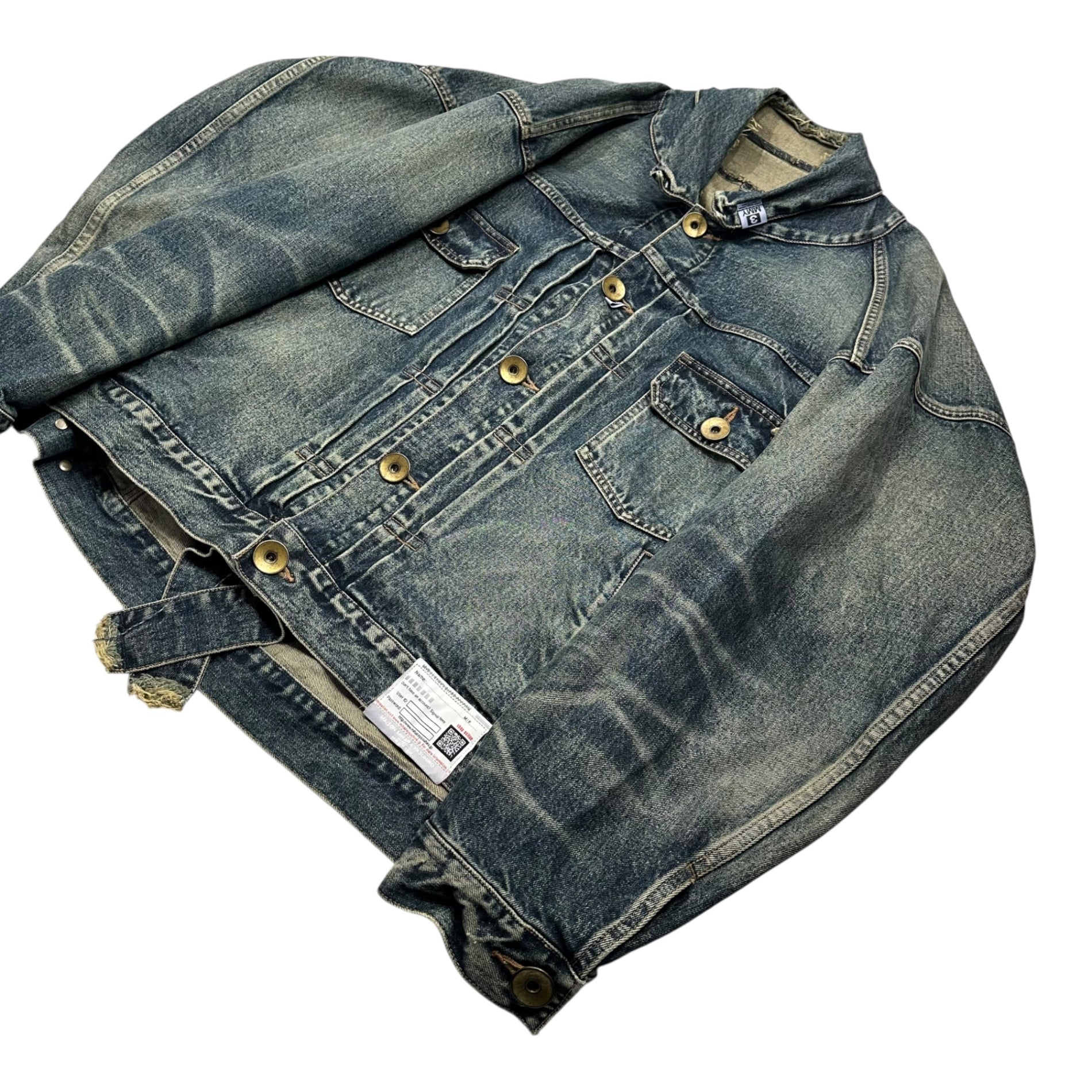 Maison MIHARA YASUHIRO(メゾンミハラヤスヒロ) 23SS Opened Facing Denim Jacket オープン フロント デニム ジャケット A10BL022 46(S) インディゴ