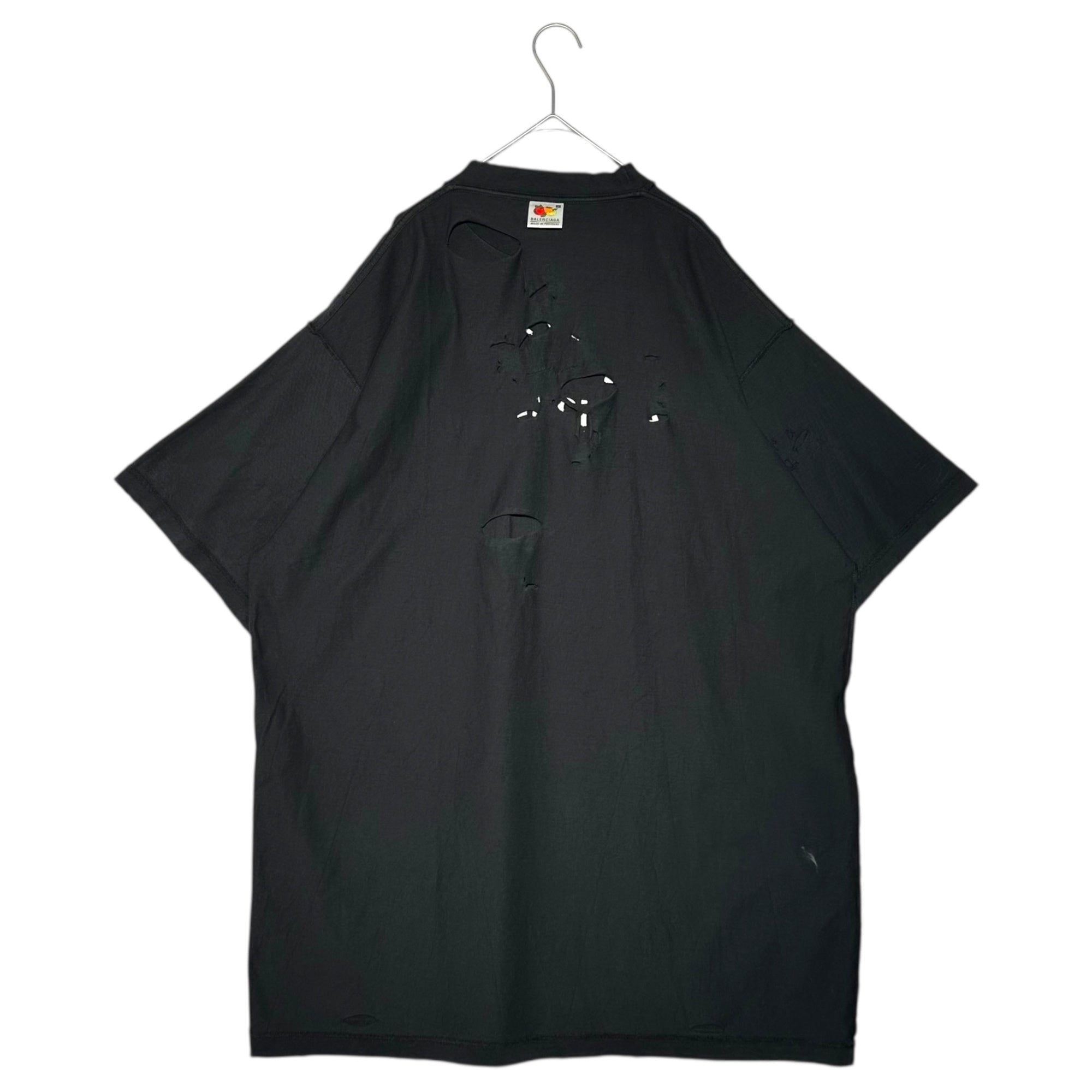 BALENCIAGA(バレンシアガ) DESTROY INSIDE OUT T-SHIRT デストロイ インサイドアウト Tシャツ 720198 TQVP3 2 ブラック ロゴ オーバーサイズ