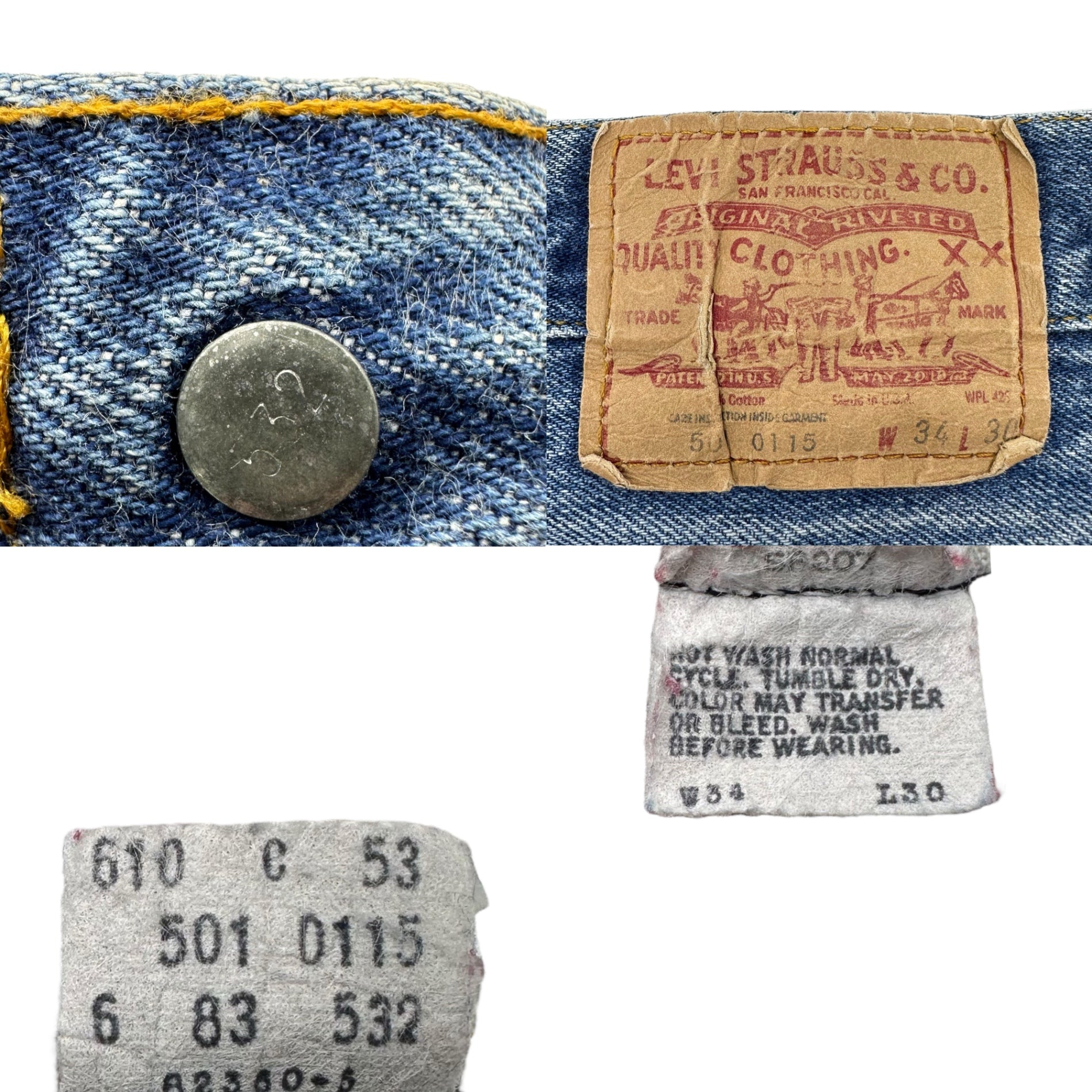 Levi's(リーバイス) 80's USA made 501 Vintage denim pants ヴィンテージ デニム パンツ 501-0115 W34 L30 インディゴ 80年代 83年6月製造 532 USA製 ハチマル