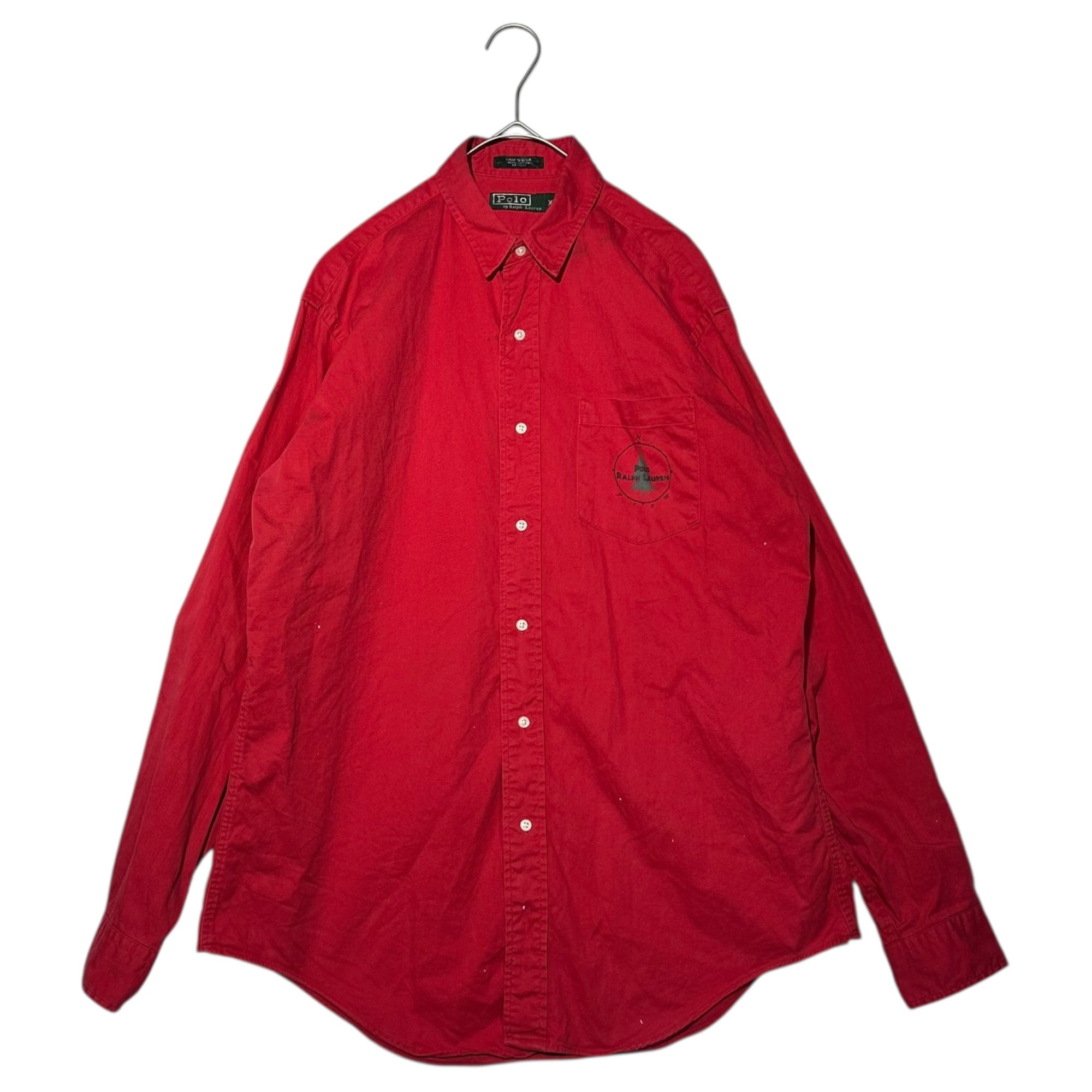POLO RALPH LAUREN(ポロラルフローレン) 80's USA-Made Chest Print Oxford Shirt 80年代 胸 プリント オックスフォード シャツ XL レッド