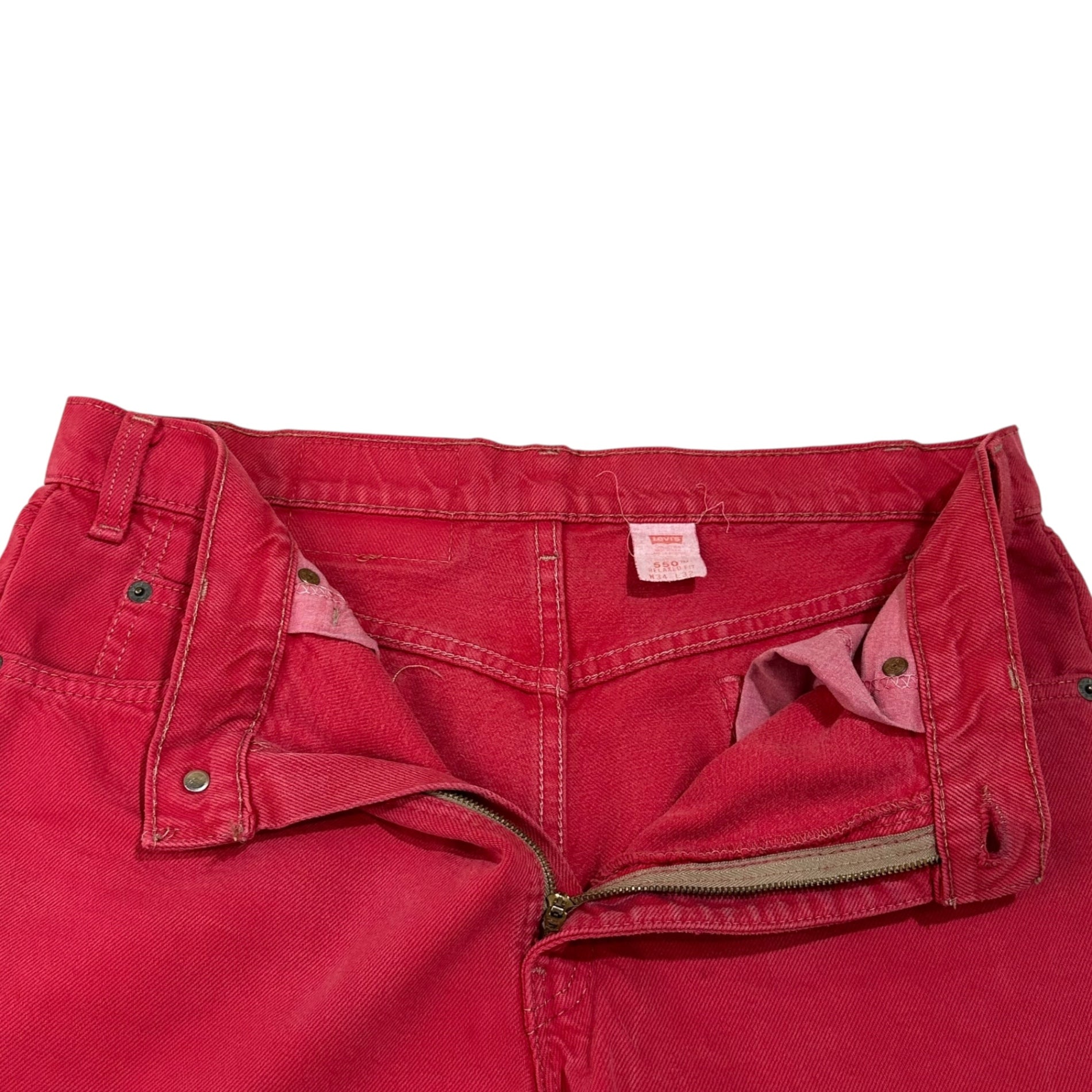 Levi's(リーバイス) 90's 550 USA made RELAXED FIT TAPERED LEG カラー テーパード デニム パンツ 40550-4123 W34 L32 レッド 90年代 1997年製造 オレンジタブ