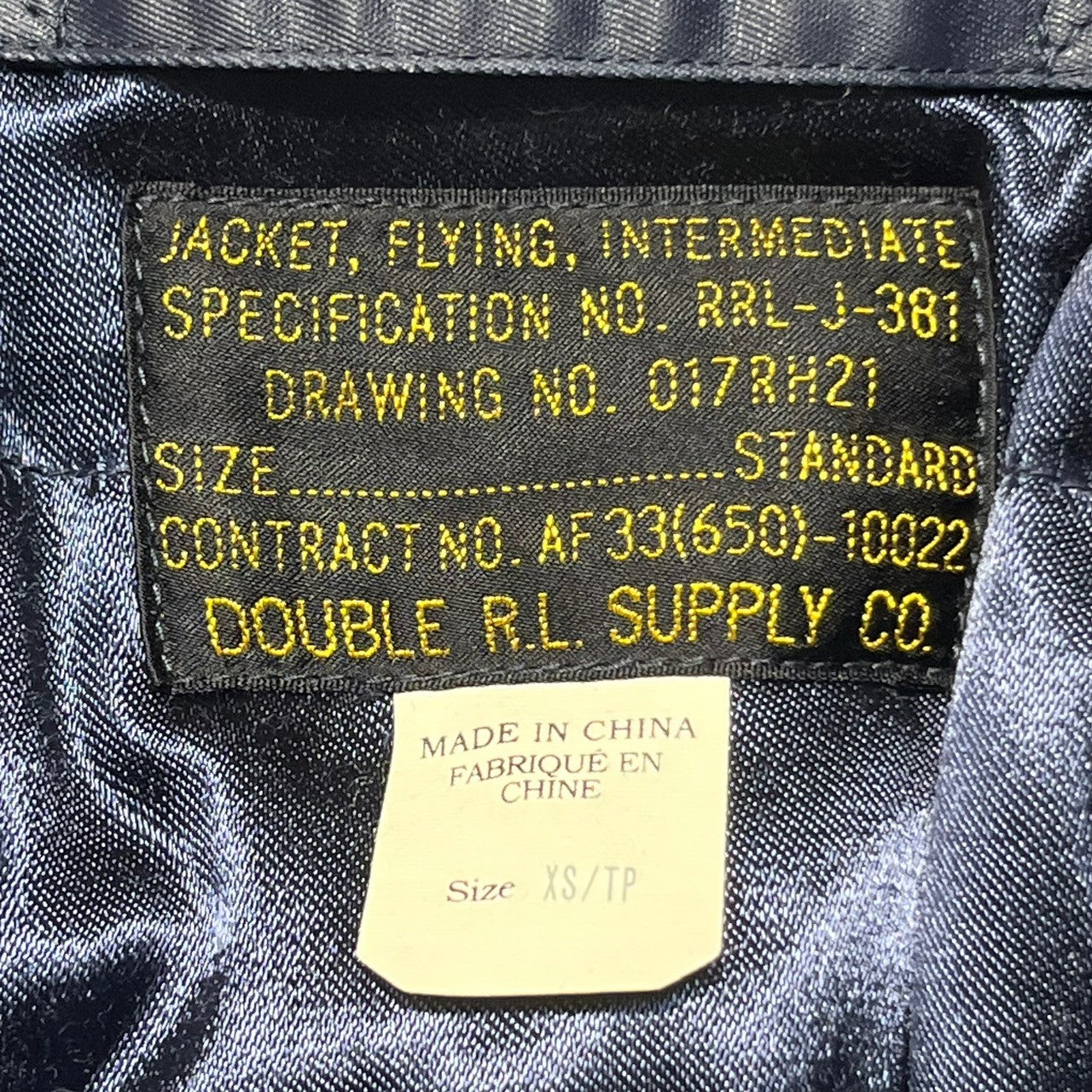 RRL(ダブルアールエル) B-15C flight jacket フライトジャケット RRL-J-381 XS ネイビー×ブラウン