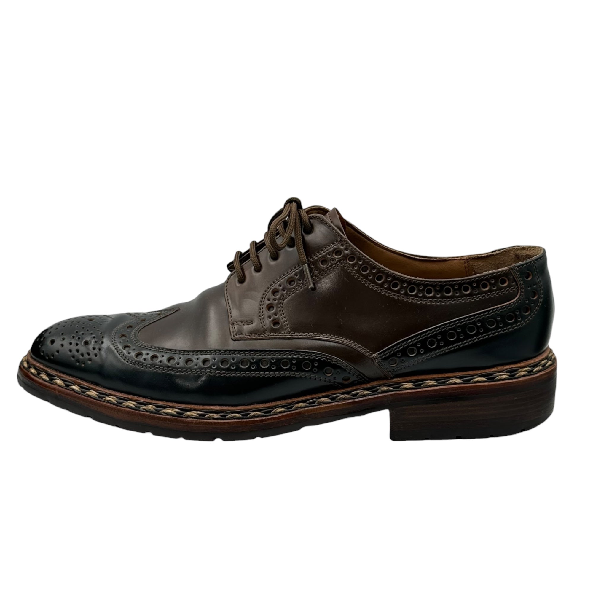 HEINRICH DINKELACKER(ハインリッヒディンケラッカー) BUDA Derby Shoes ブダ コードバン 2トーン ウィングチップ ダービー シューズ 表記無 ネイビー×ブラウン 革靴 レザー