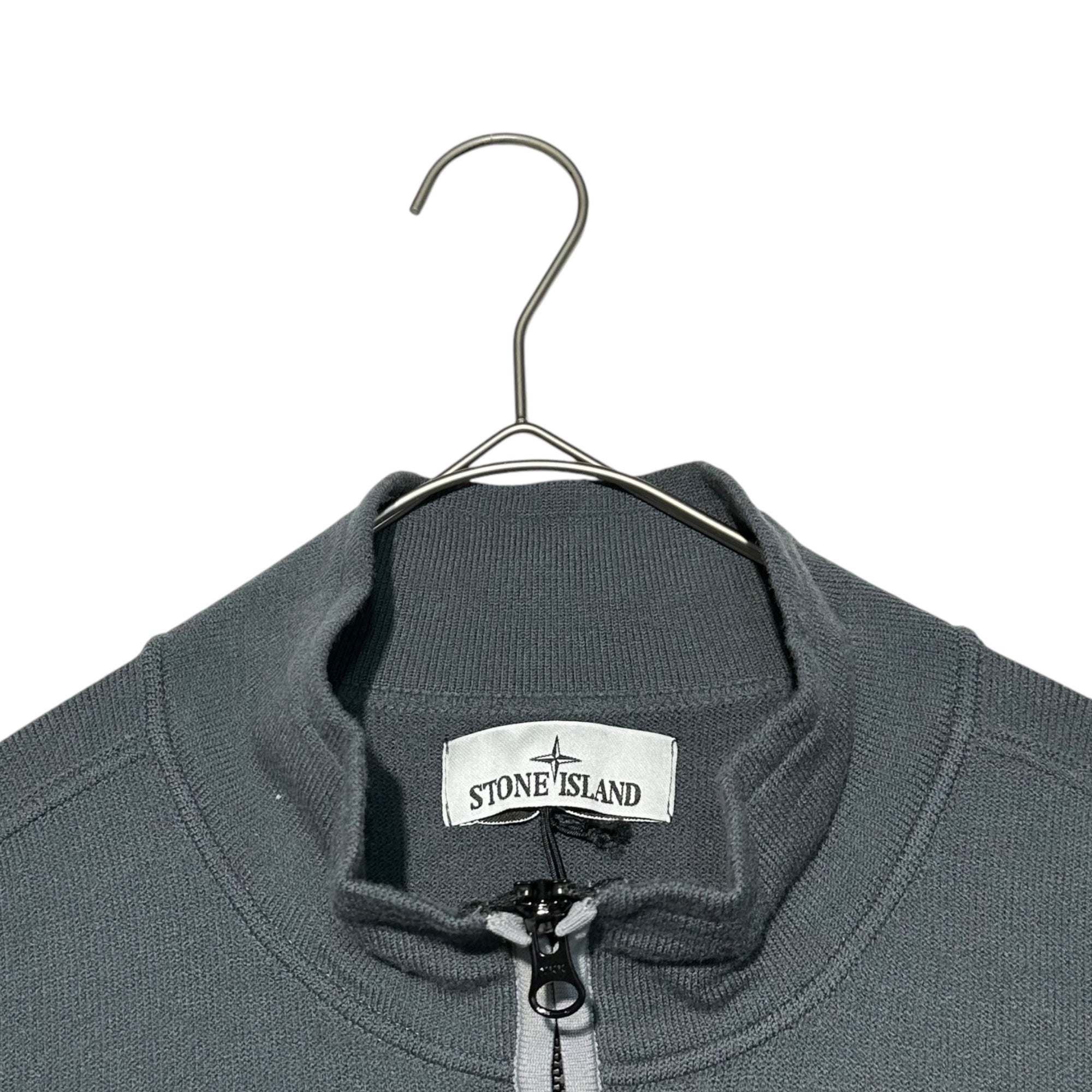 STONE ISLAND(ストーンアイランド) 23AW Compass-Patch High-Neck Zipped Cardigan Jacket ドライバーズ ニット 7915503A1 XXL グレー ニット ブルゾン カーディガン ジャケット