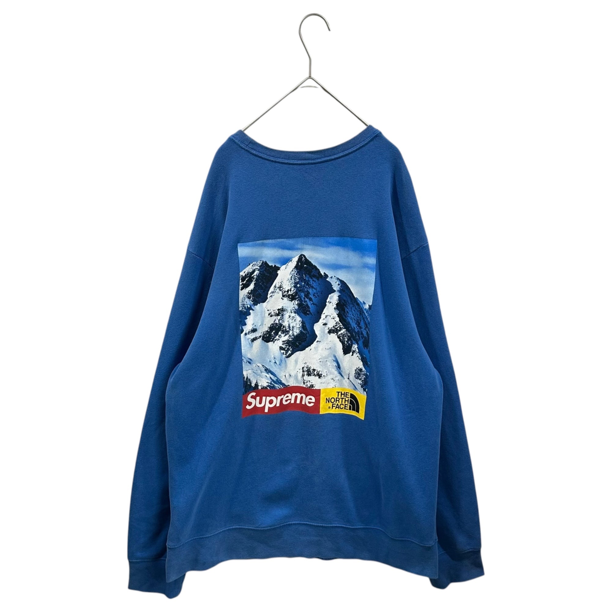 SUPREME×THE NORTH FACE(シュプリーム×ノースフェイス) 17AW Mountain Crewneck Sweatshirt マウンテン クルーネック スウェット NT61701I L ブルー ロゴ コラボ