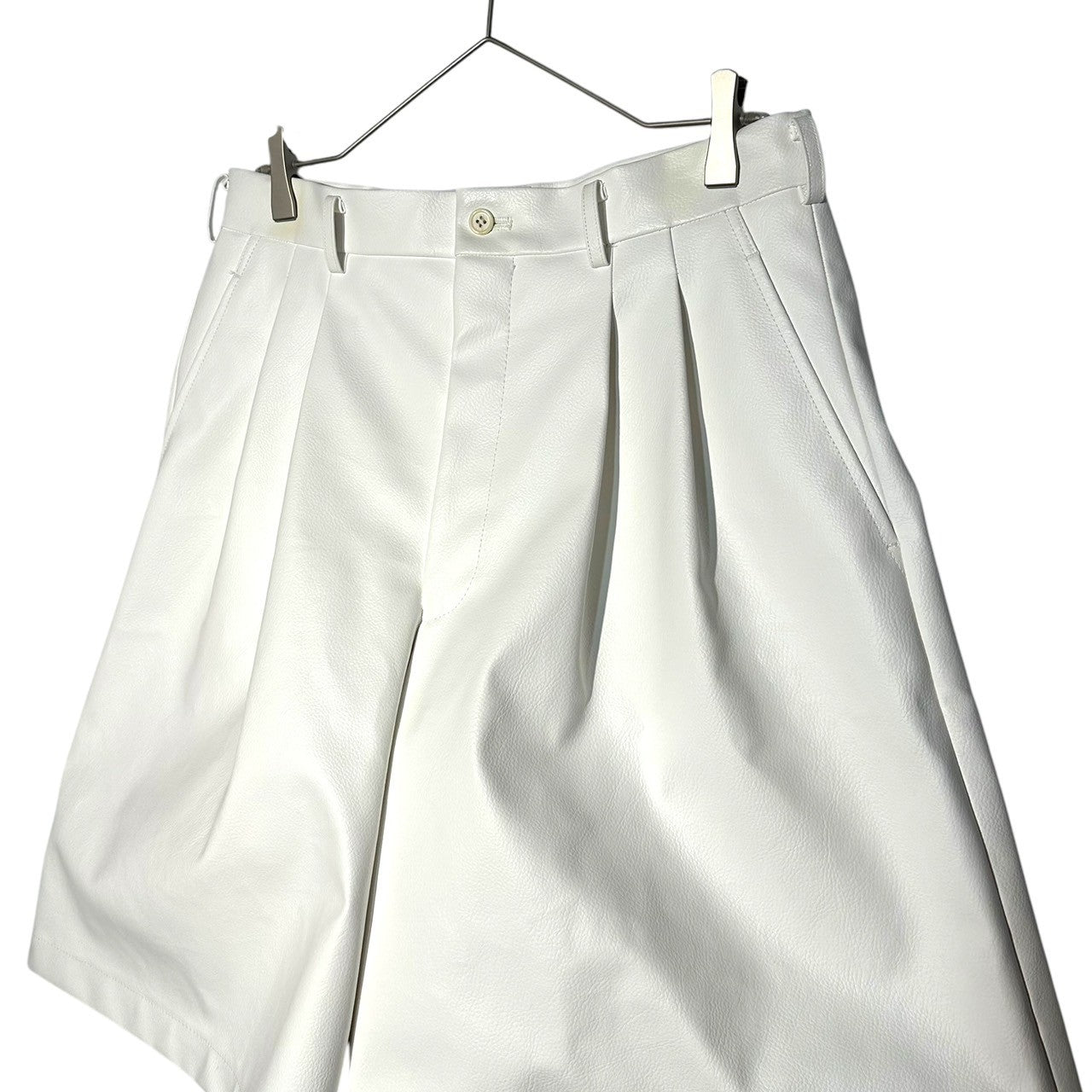COMME des GARCONS HOMME PLUS(コムデギャルソンオムプリュス) 18AW White shock期 Faux leather wide shorts フェイクレザー ワイド ハーフパンツ PB-P047 M ホワイト AD2018