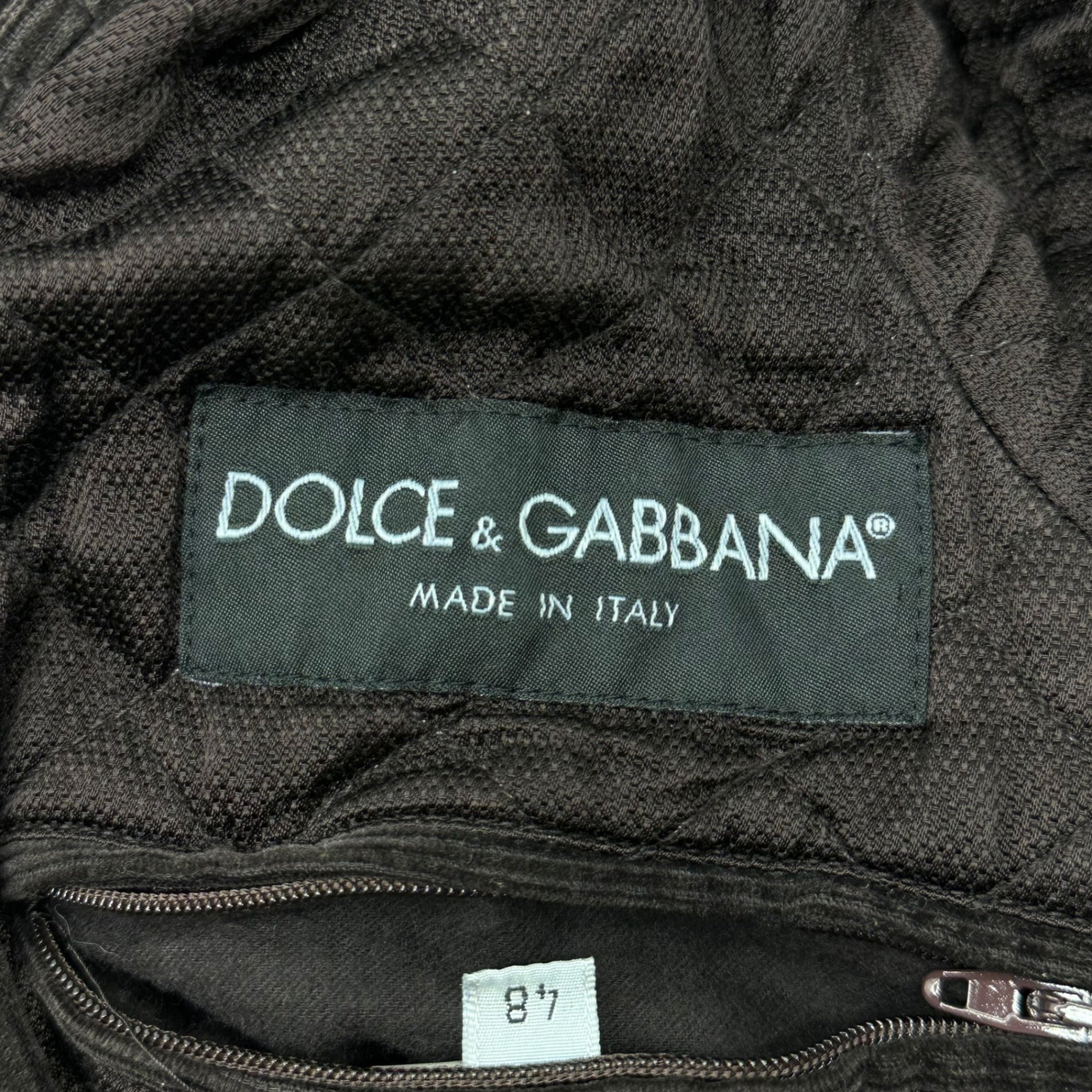 DOLCE&GABBANA(ドルチェ&ガッバーナドルガバ) Lambswool Quilted Corduroy Flight Jacket ラムファー キルティング コーデュロイ フライト ジャケット G9Z73T G8M86 48(M程度) ブラウン