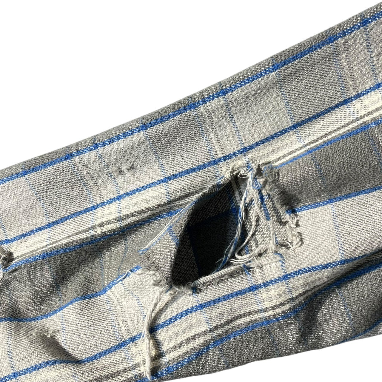 SAINT MICHAEL(セントマイケル) 22AW×Shermer Academy FRANNEL SHIRT シャーマーアカデミー フランネル シャツ SM-A22-0000-061 XL グレー×ブルー ダメージ加工 長袖 チェック