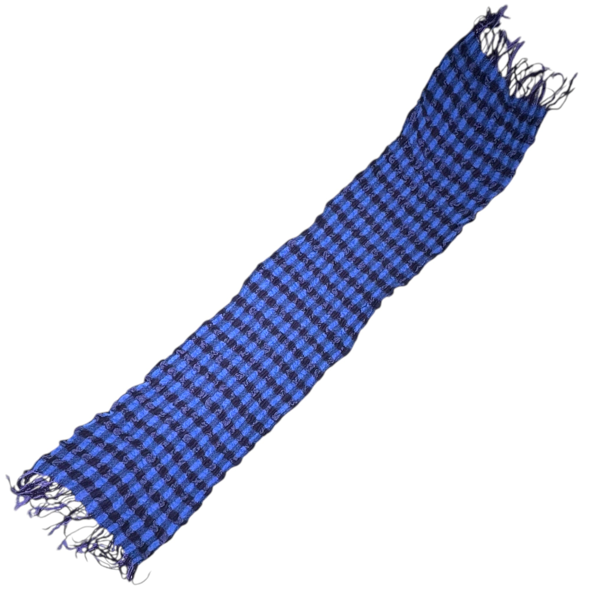 ISSEY MIYAKE MEN(イッセイミヤケメン) Felted Check Scarf 縮絨 チェック マフラー ブルー×パープル