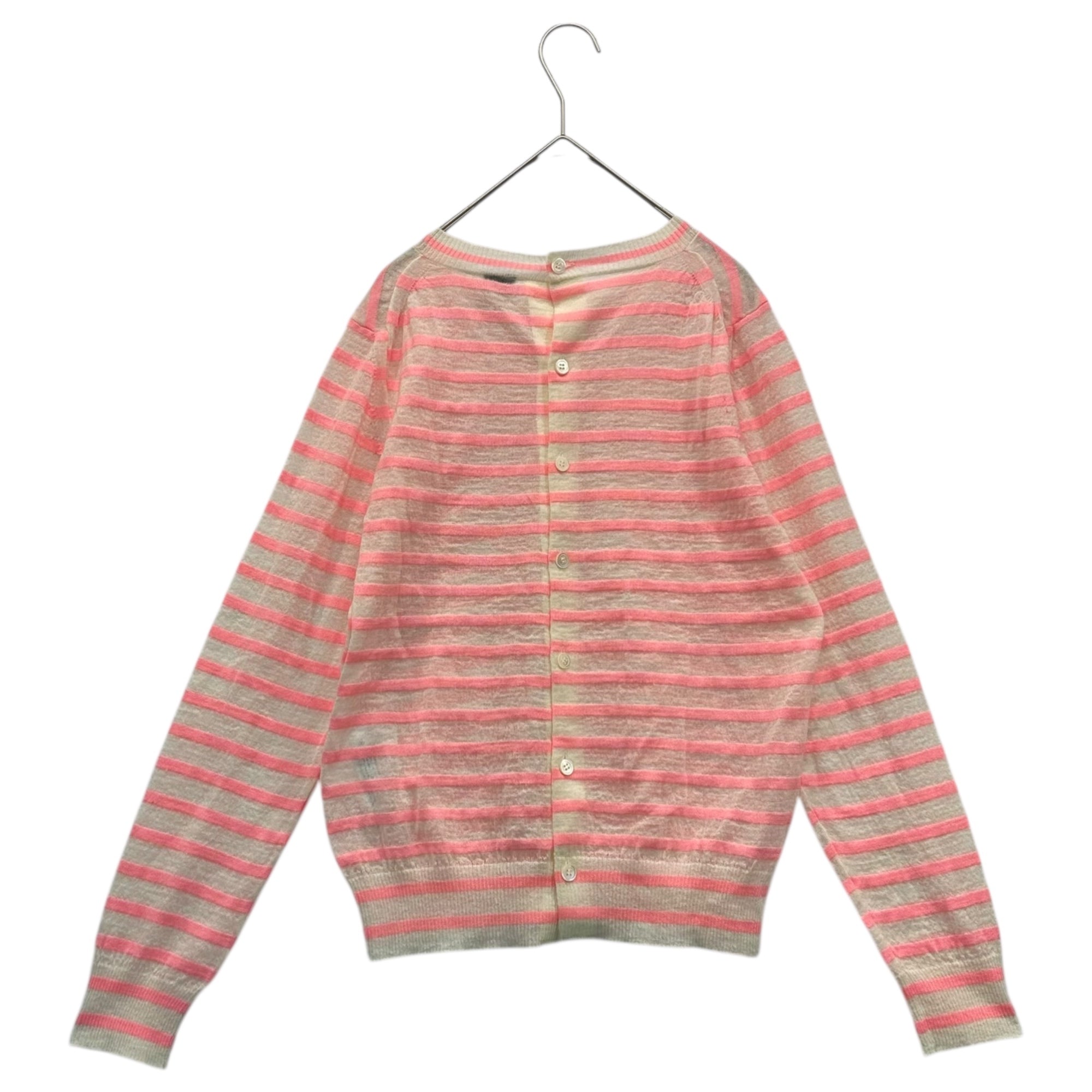 tricot COMME des GARCONS(トリココムデギャルソン) 13AW Mohair-Blend Striped Knit Cardigan with Back Button Closure モヘア混 ボーダー ニット バックボタン カーディガ TL-N211 FREE ホワイト×ピンク AD2013