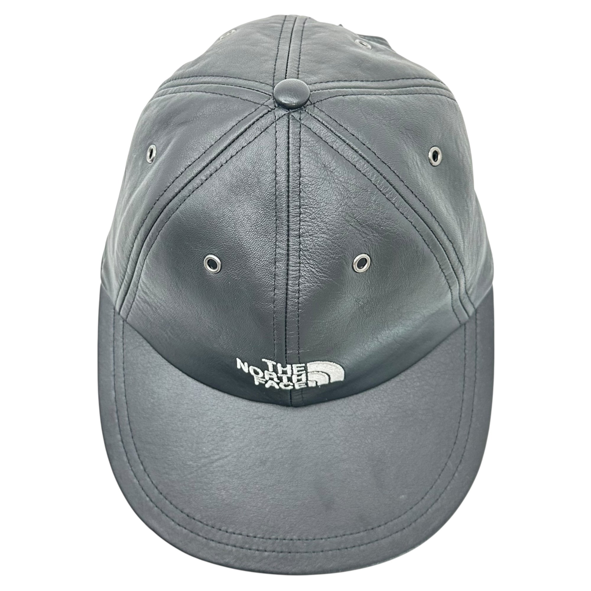 SUPREME×THE NORTH FACE(シュプリーム×ノースフェイス) 18AW Leather 6-Panel Cap レザー 6パネル キャップ NF0A3FG9 ONE ブラック 帽子 本革 コラボ 18FW