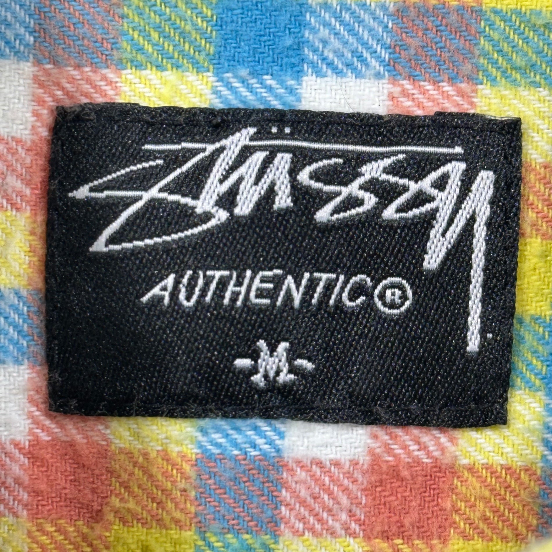 STUSSY(ステューシー) Gingham check logo print flannel shirt ギンガム チェック ロゴ プリント フランネル シャツ M マルチ
