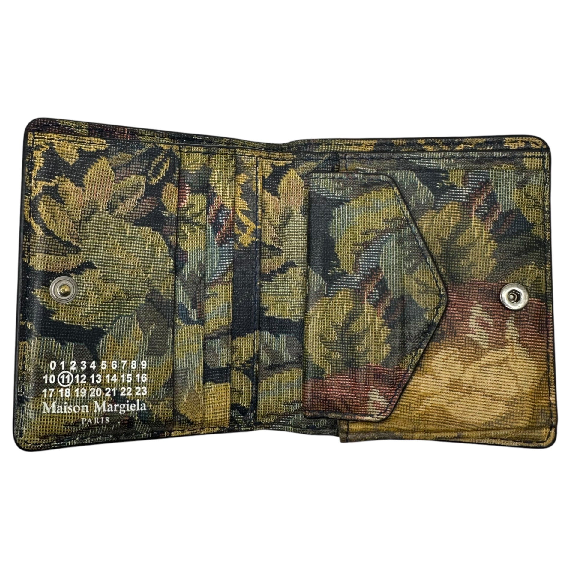 MAISON MARGIELA(メゾンマルジェラ) Calf Leather Bifold Wallet 'Cumin' カーフレザー 二つ折り財布 クミン S56UI0140 ブラック×ベージュ ウォレット 花柄