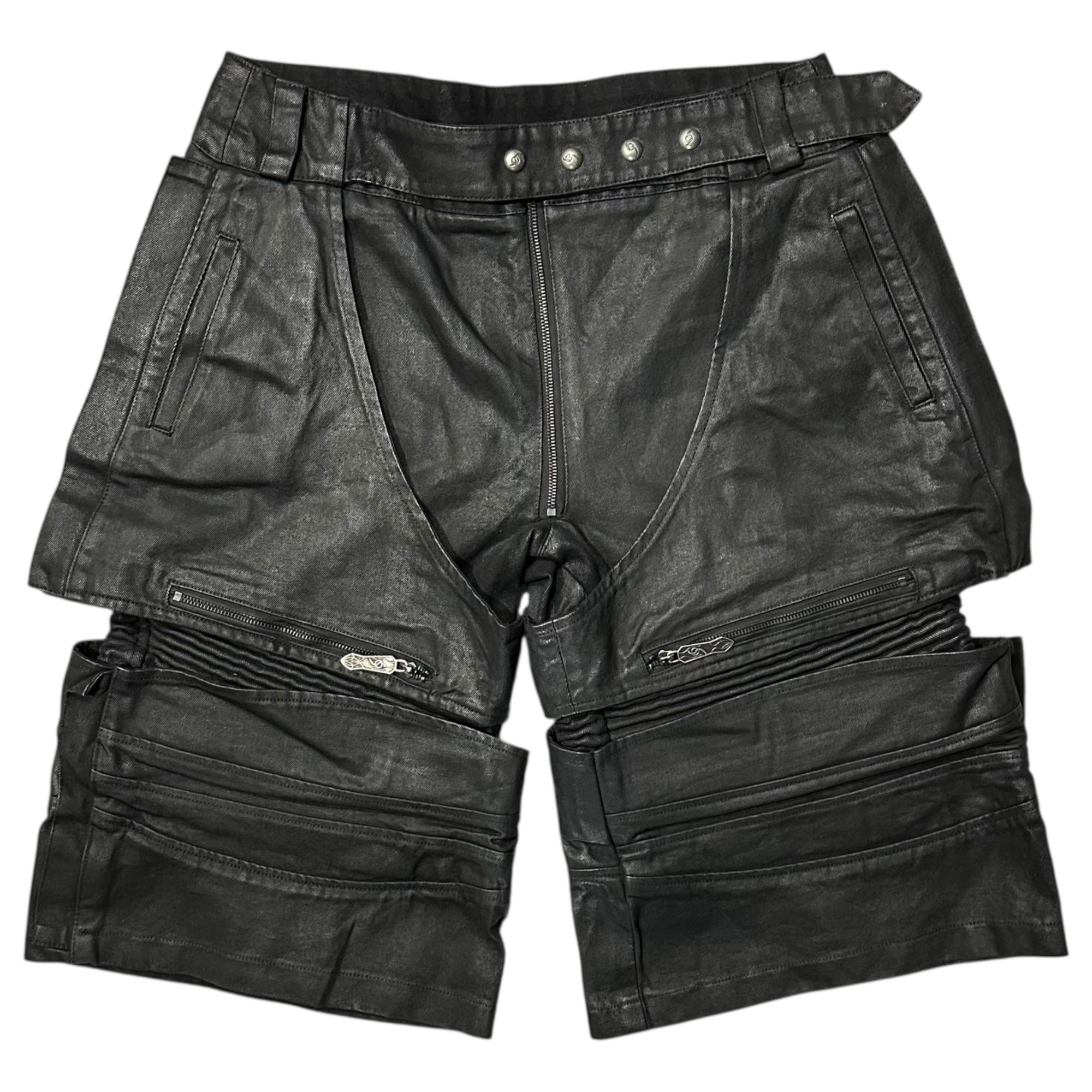 Fourth3ex(フォースセックス) opium detroit half denim pants オピウム デトロイト ハーフ デニム パンツ 2(M程度) ブラック バイカー ショーツ